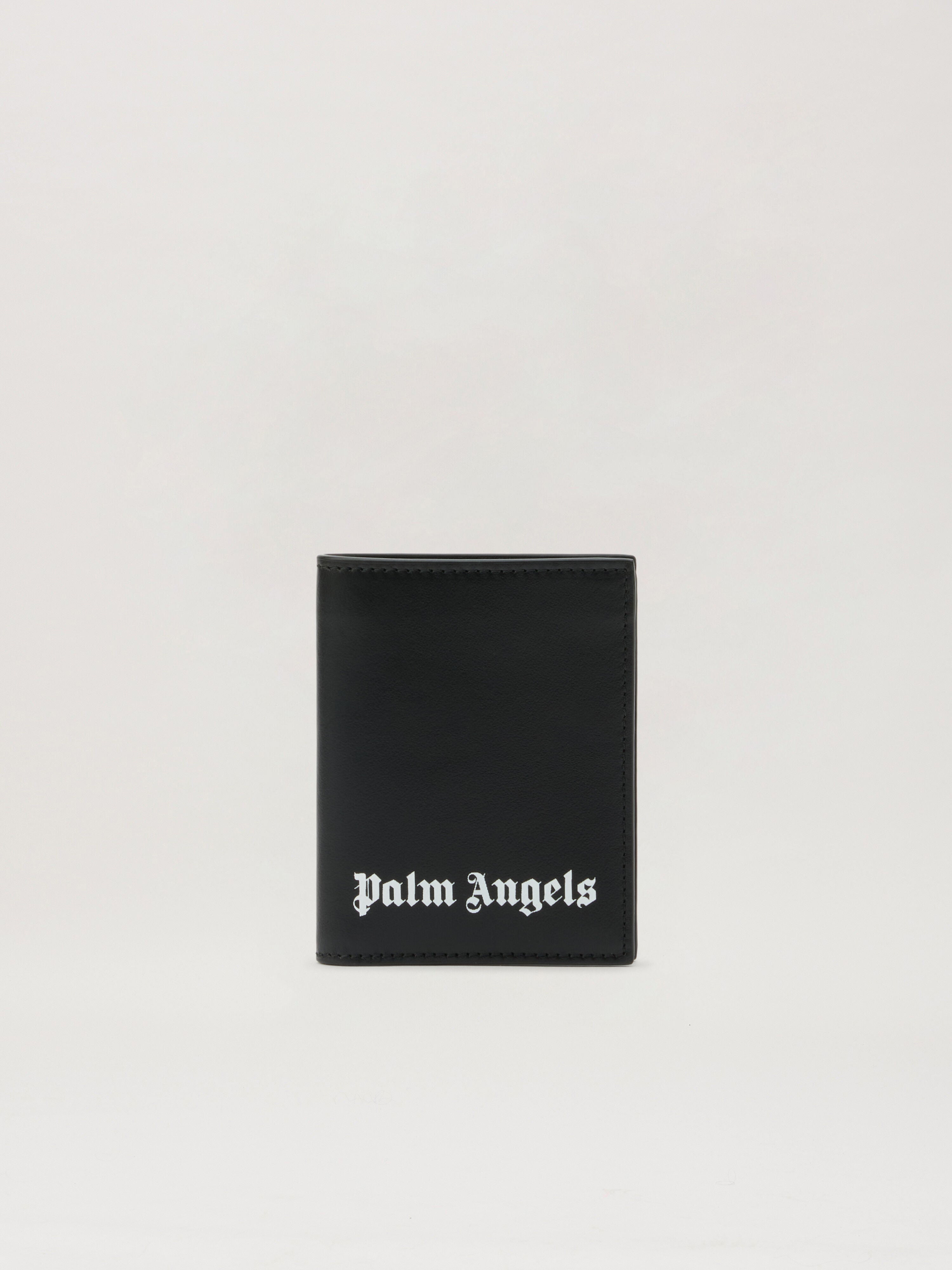 PALM ANGELS Classic Logo Bifold Wallet BLACK OFF WHITE PMNC024S26LEA001