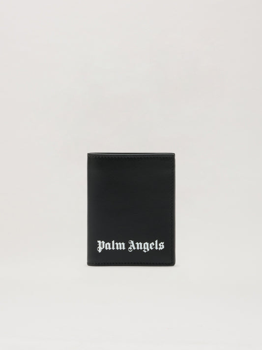 PALM ANGELS Classic Logo Bifold Wallet BLACK OFF WHITE PMNC024S26LEA001