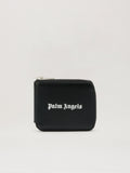PALM ANGELS Classic Logo Zip Around Wallet BLACK OFF WHITE PMNC025S26LEA001