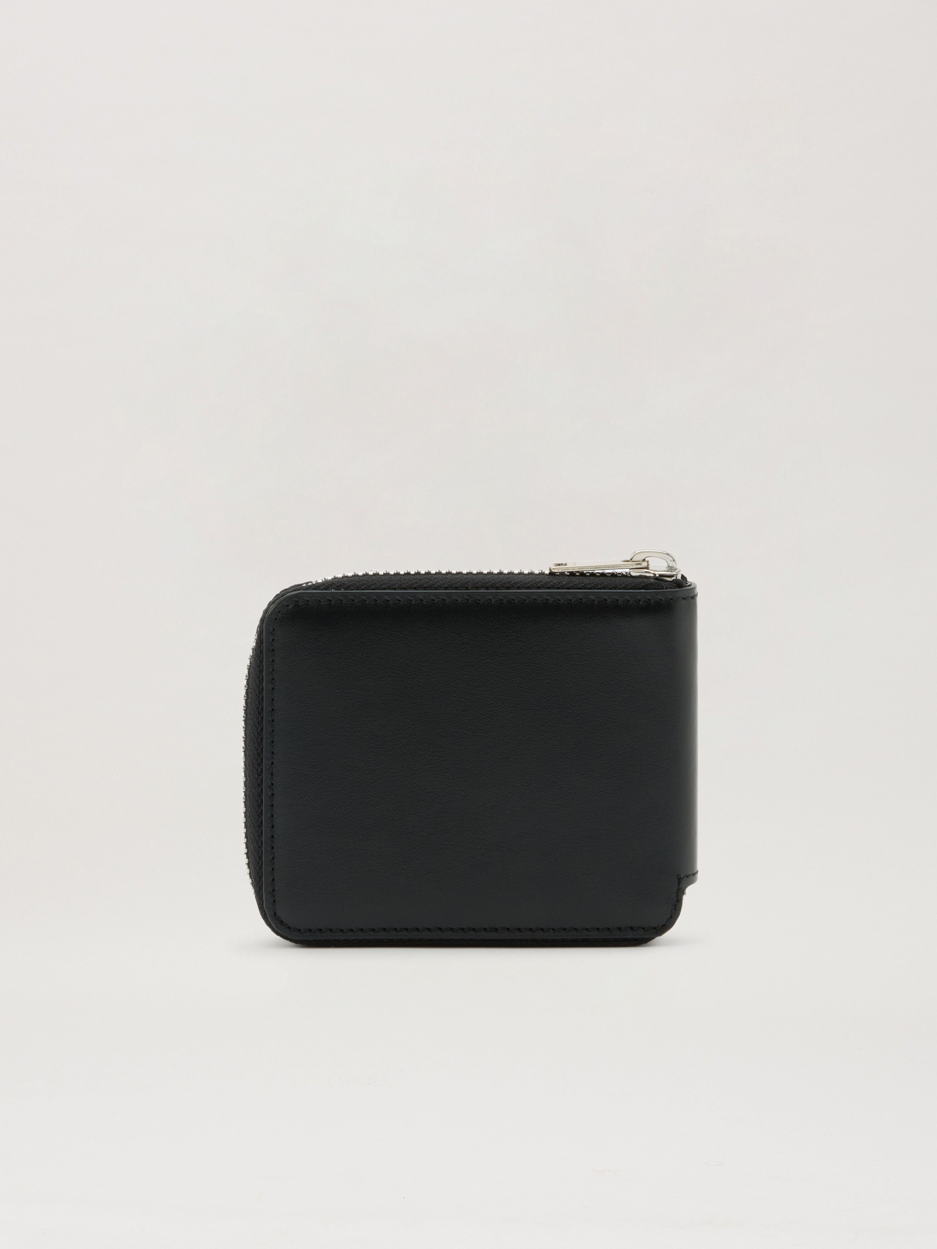 PALM ANGELS Classic Logo Zip Around Wallet BLACK OFF WHITE PMNC025S26LEA001