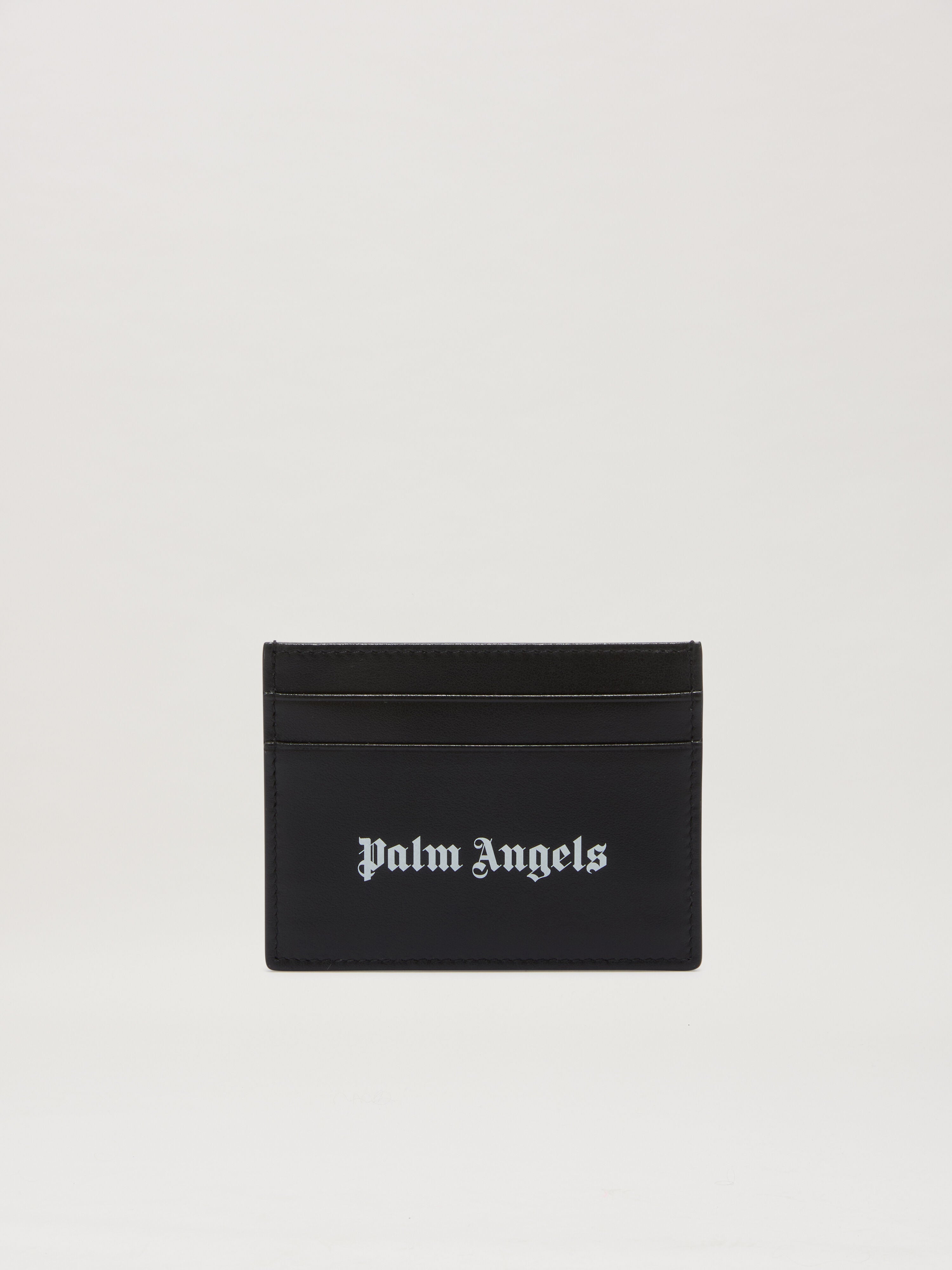 PALM ANGELS Logo Card holder BLACK - WHITE PMND017C99LEA001