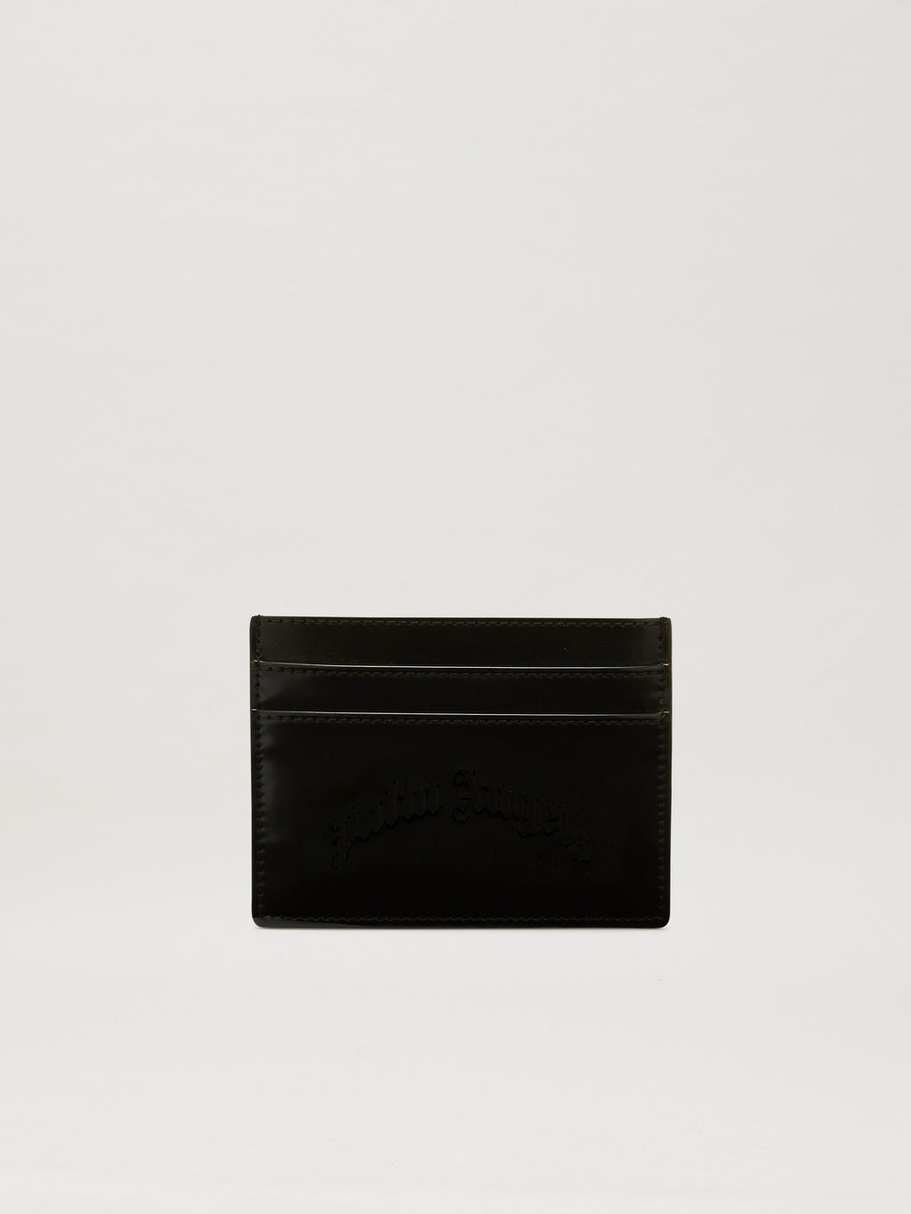 PALM ANGELS  SHINY CURVED LOGO CARD HOLDER BLACK PMND017S25FAB001