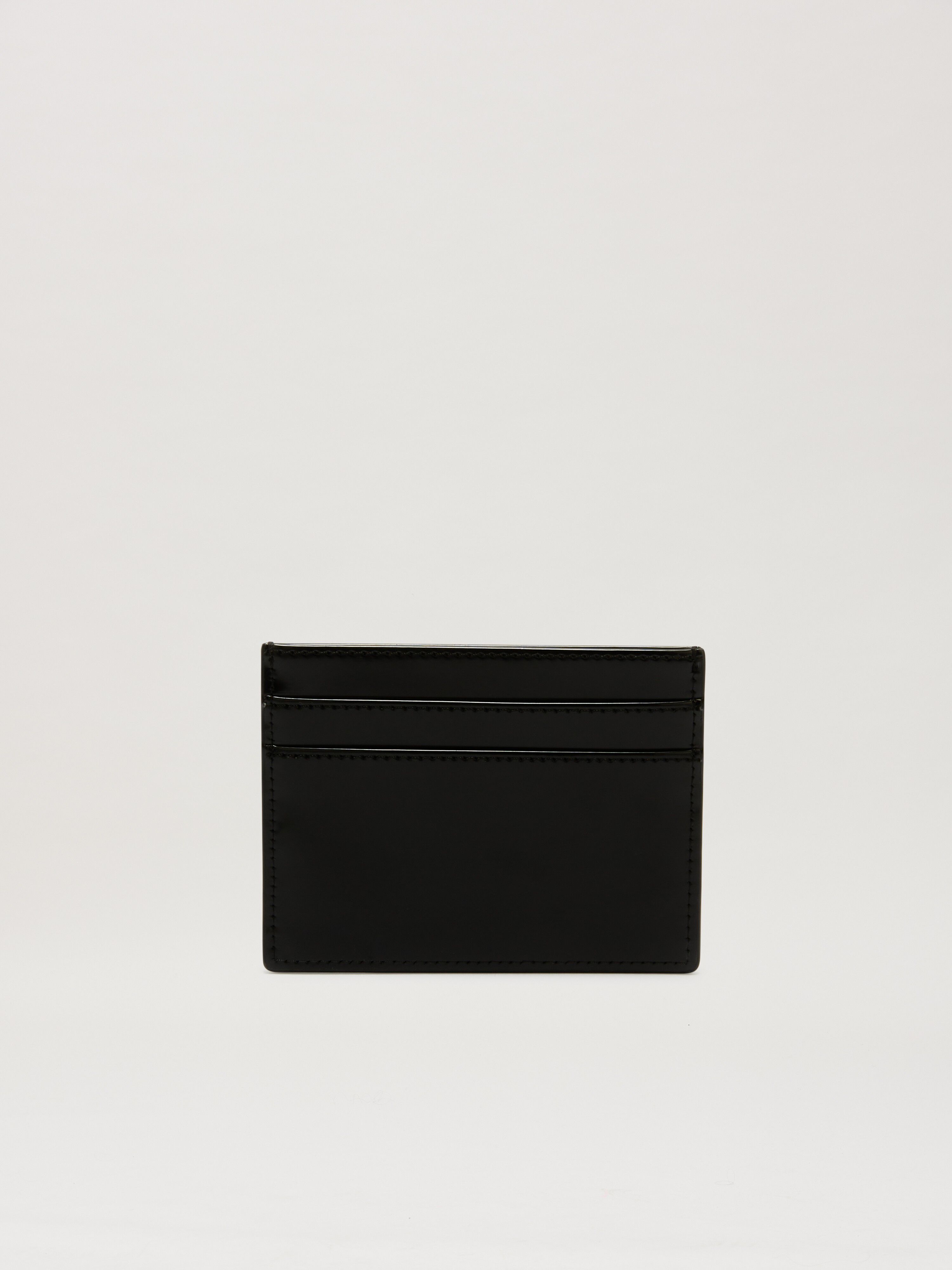 PALM ANGELS  SHINY CURVED LOGO CARD HOLDER BLACK PMND017S25FAB001