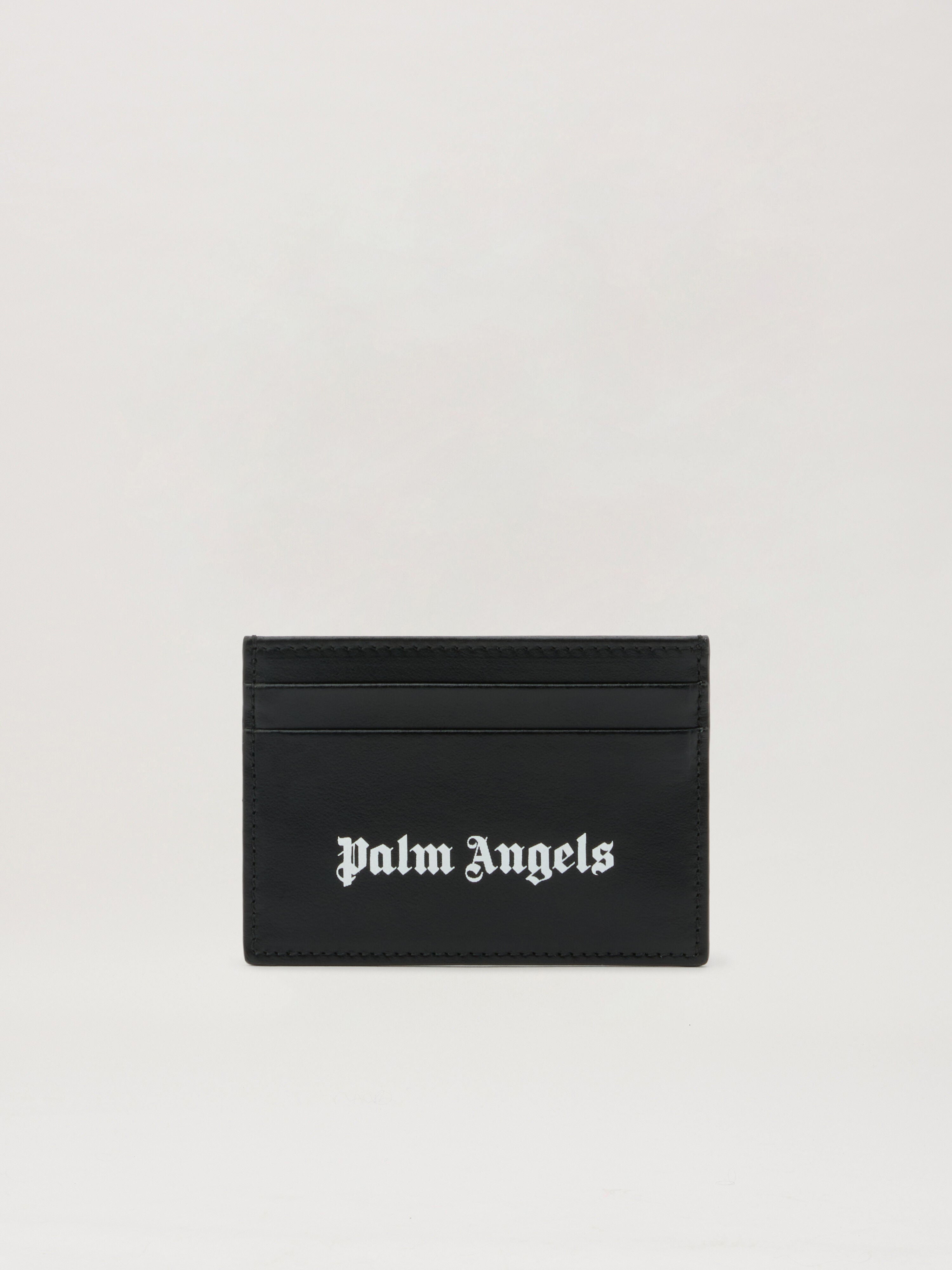 PALM ANGELS Classic Logo Card Holder BLACK OFF WHITE PMND017S26LEA001