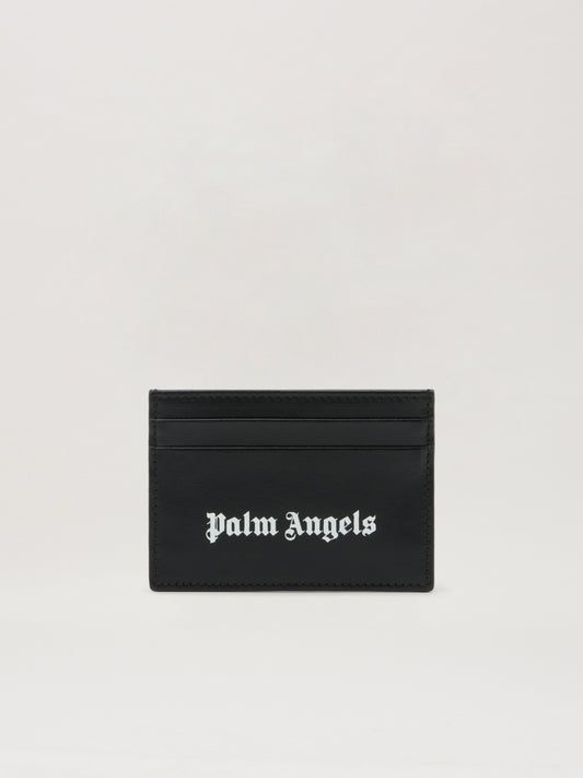 PALM ANGELS Classic Logo Card Holder BLACK OFF WHITE PMND017S26LEA001