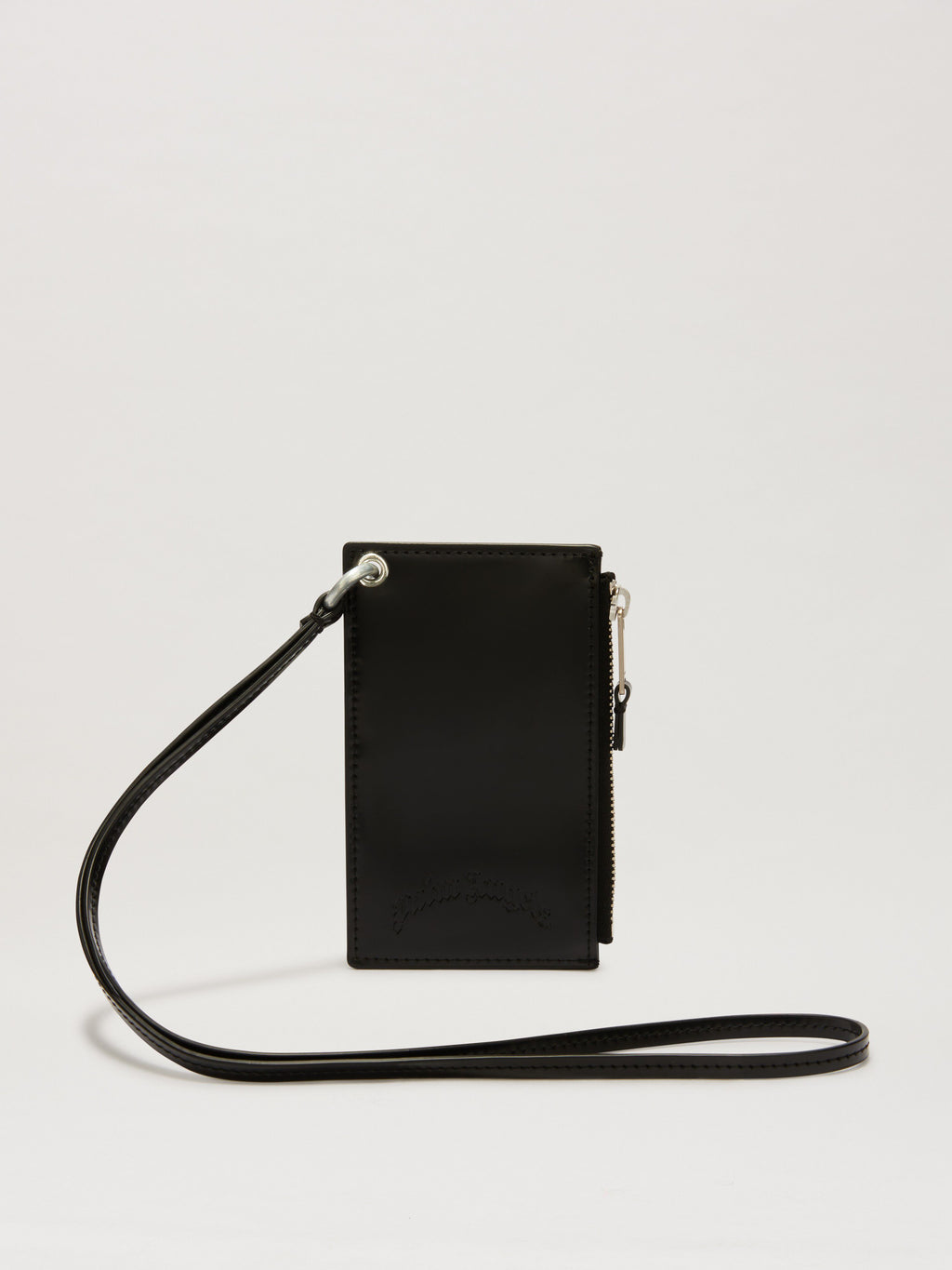 PALM ANGELS  SHINY CURVED NECK CARD HOLDER BLACK PMND01AS25FAB001