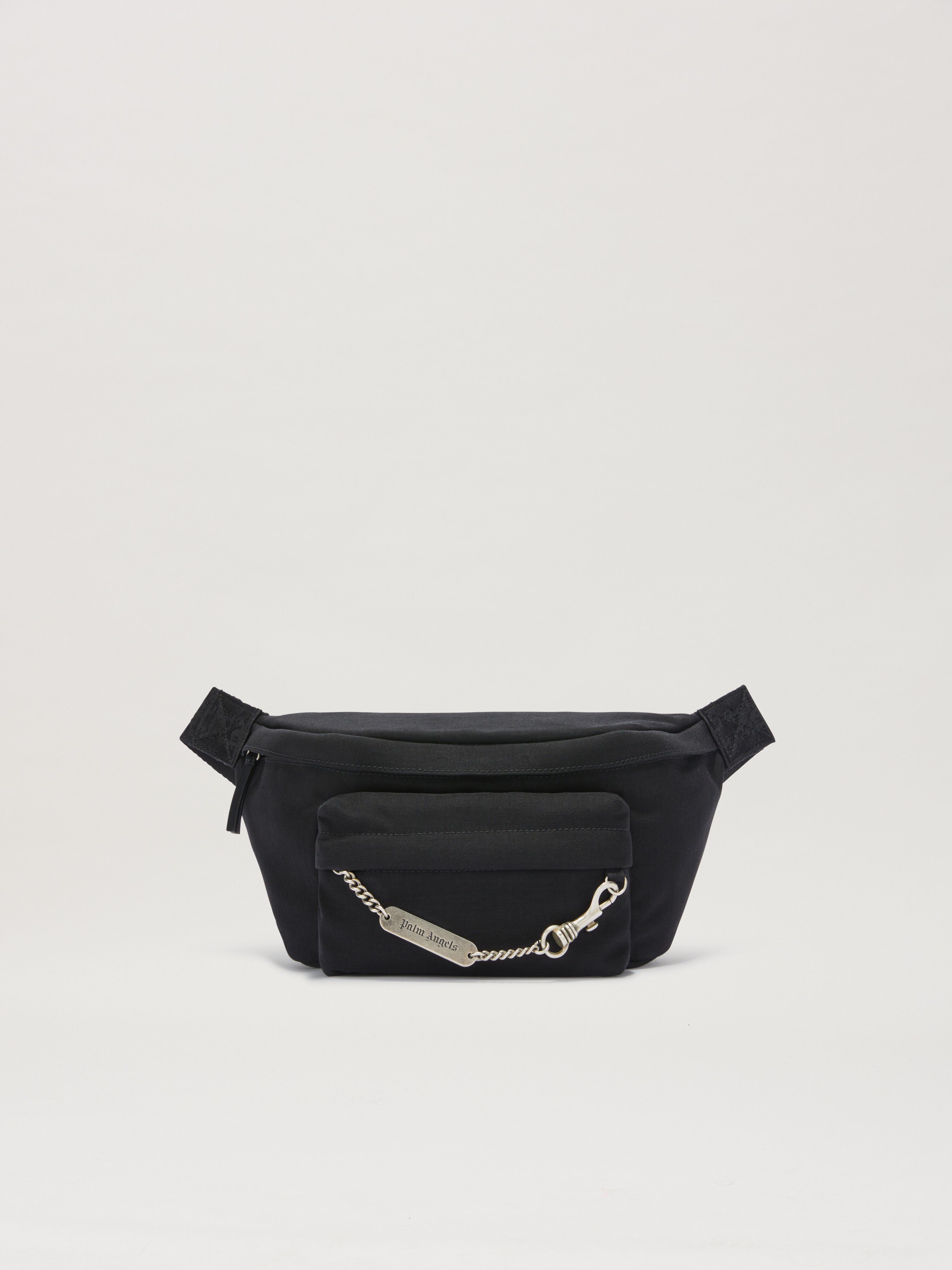 PALM ANGELS  LOGO PLATE FANNY PACK BLACK PMNO00AS25FAB001