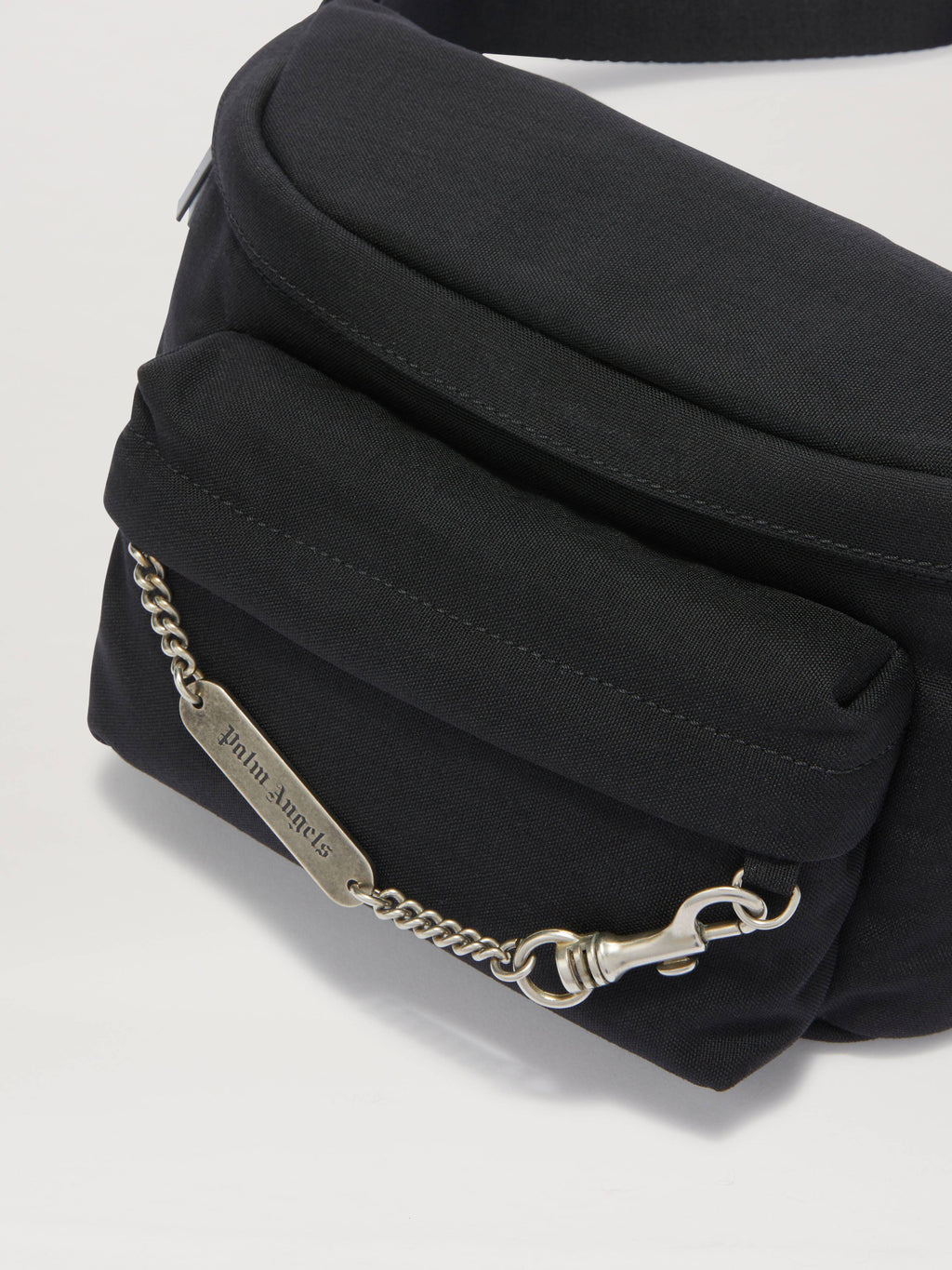 PALM ANGELS  LOGO PLATE FANNY PACK BLACK PMNO00AS25FAB001