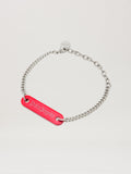 PALM ANGELS  LOGO PLATE BRACELET SILVER - RED PMOA052S25MAT001