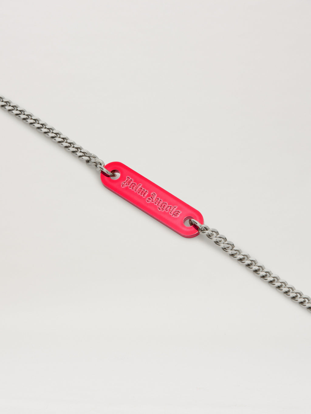 PALM ANGELS  LOGO PLATE BRACELET SILVER - RED PMOA052S25MAT001