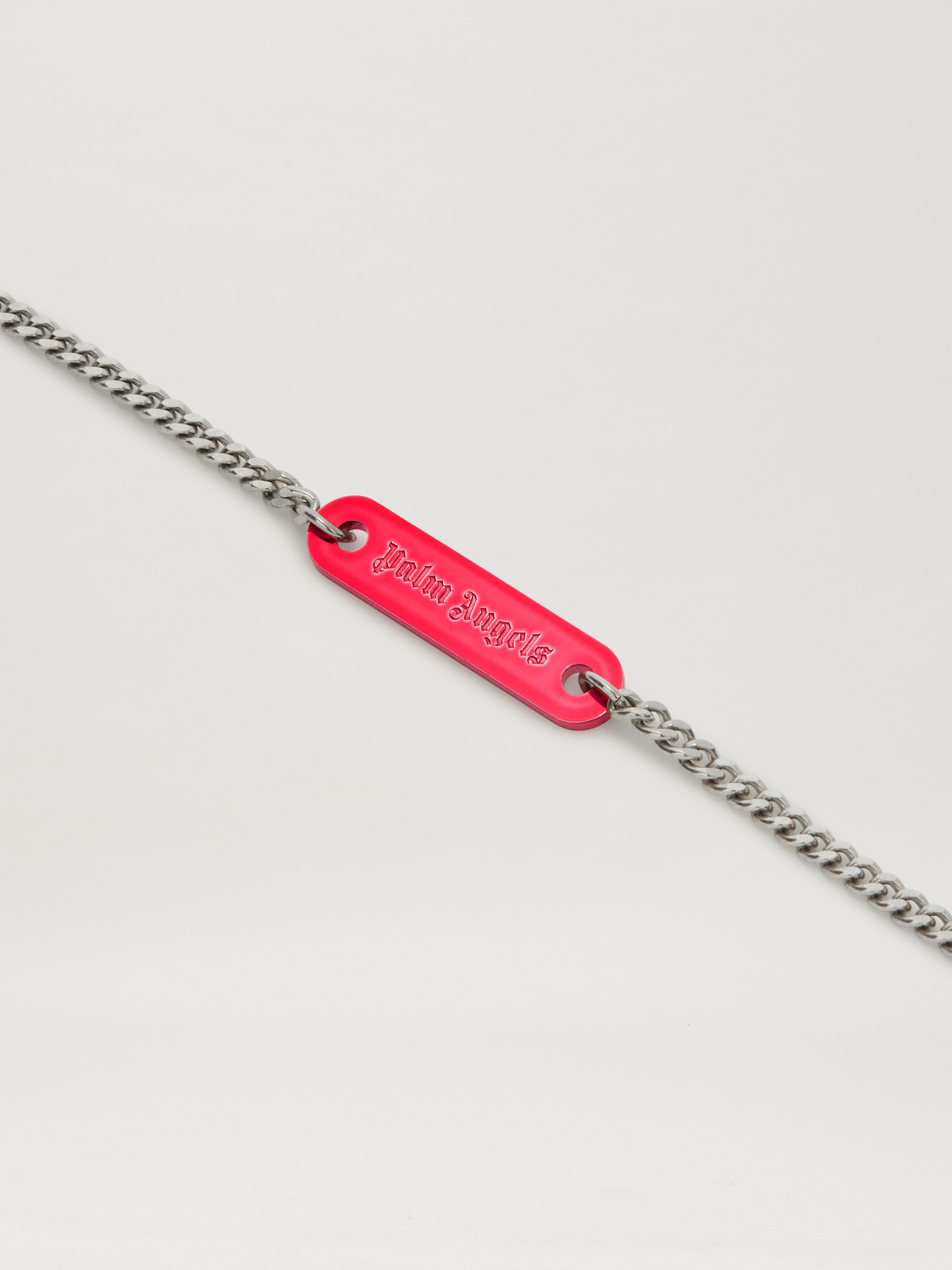 PALM ANGELS  LOGO PLATE BRACELET SILVER - RED PMOA052S25MAT001