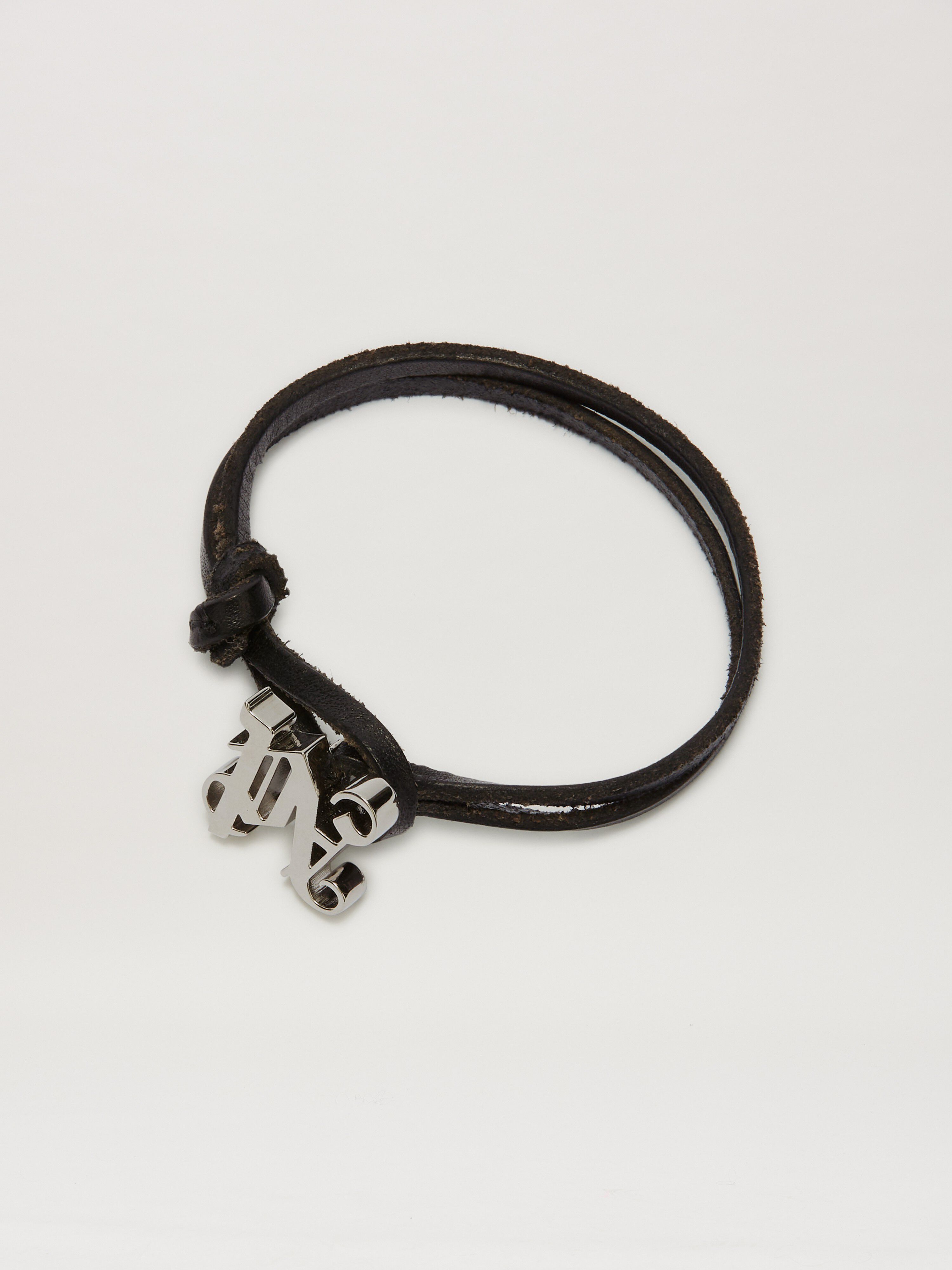 PALM ANGELS  MONOGRAM LEA CORD BRACELET BLACK - SILVE BLACK - SILVER PMOA054S25MAT001
