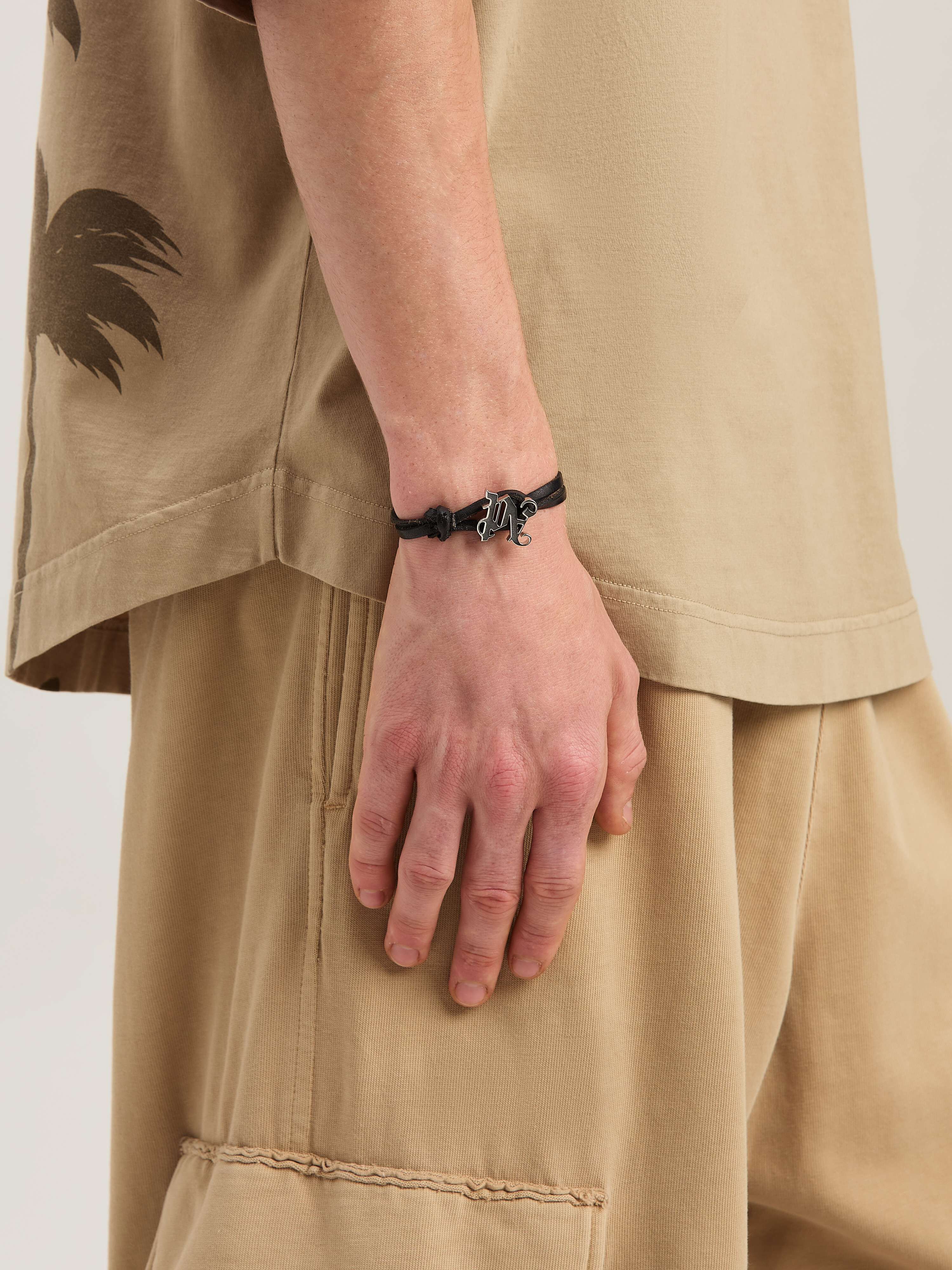PALM ANGELS  MONOGRAM LEA CORD BRACELET BLACK - SILVE BLACK - SILVER PMOA054S25MAT001
