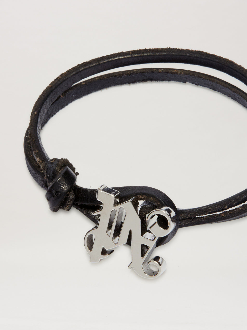 PALM ANGELS  MONOGRAM LEA CORD BRACELET BLACK - SILVE BLACK - SILVER PMOA054S25MAT001