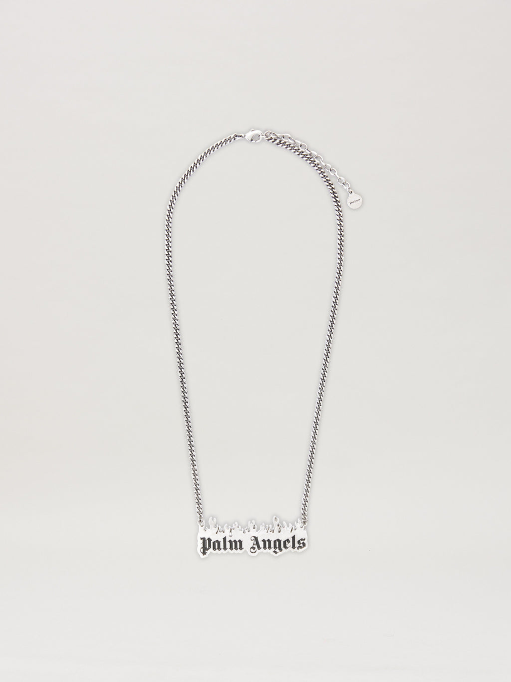 PALM ANGELS  BURNING LOGO NECKLACE SILVER - BLACK PMOB053S25MAT001