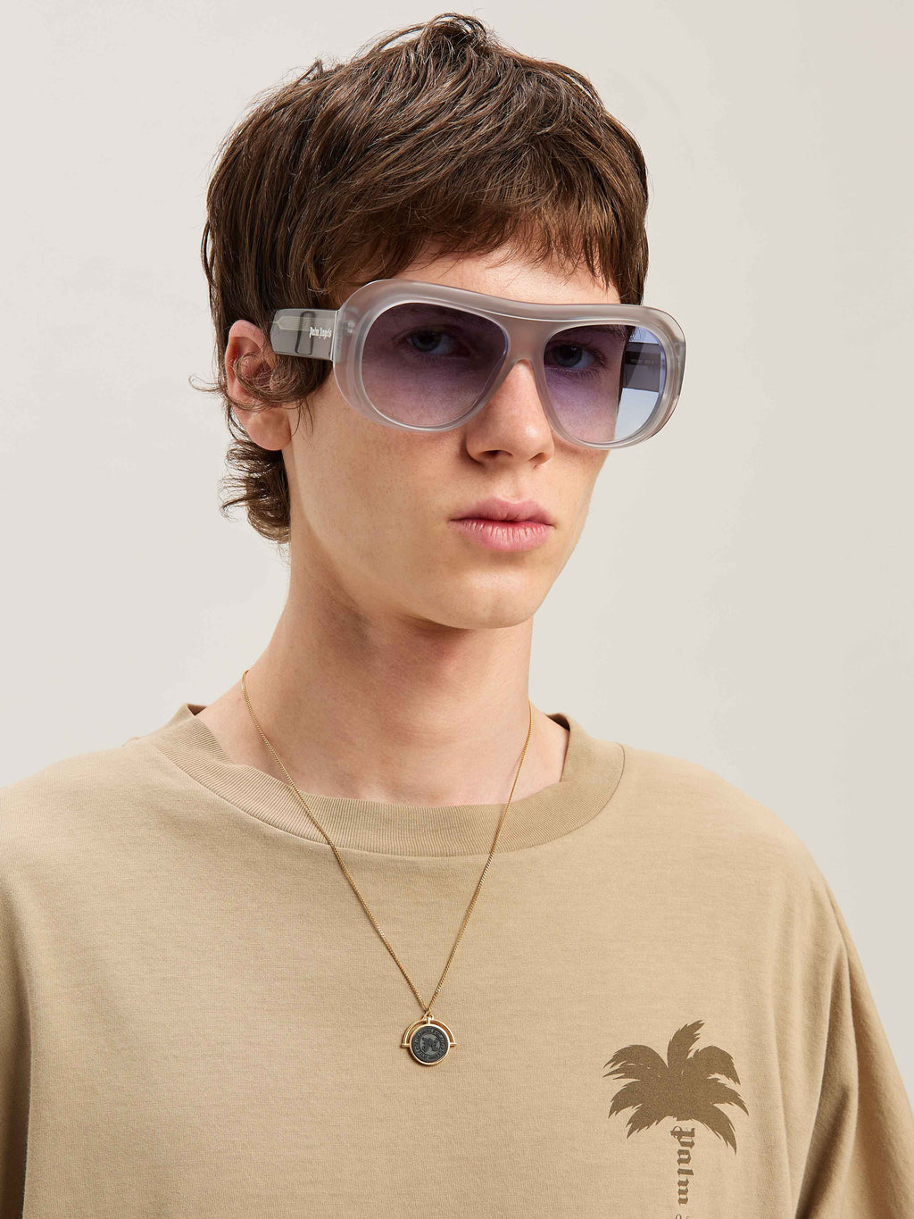 PALM ANGELS  PA STONE EMBLEM NECKLACE GOLD - BLACK PMOB126S25MAT001