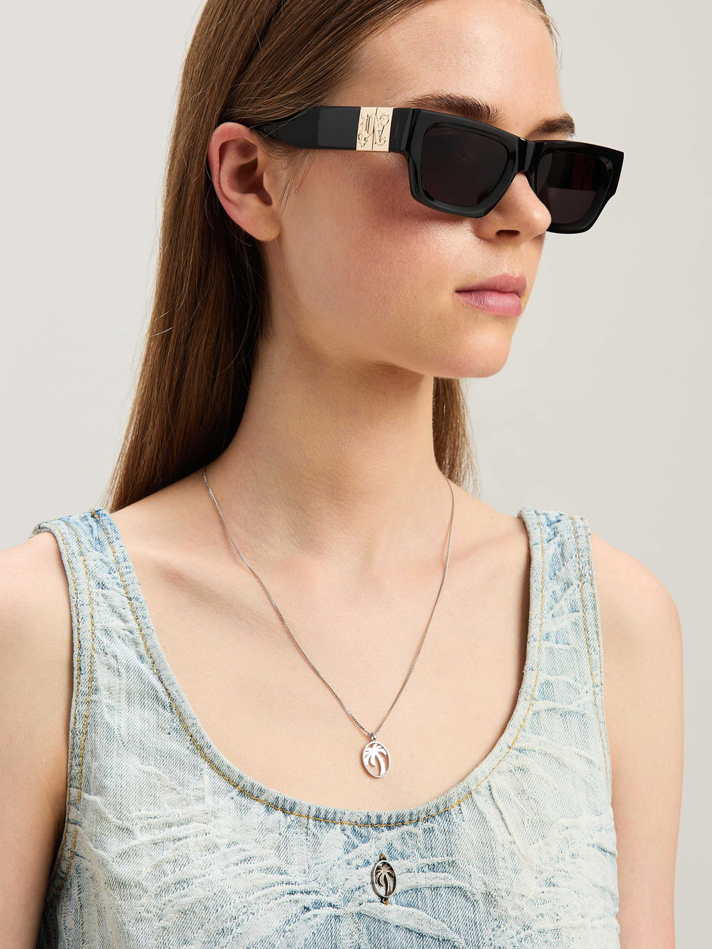 PALM ANGELS  OVAL PALM S NECKLACE SILVER - SILVER PMOB12BS25MAT001