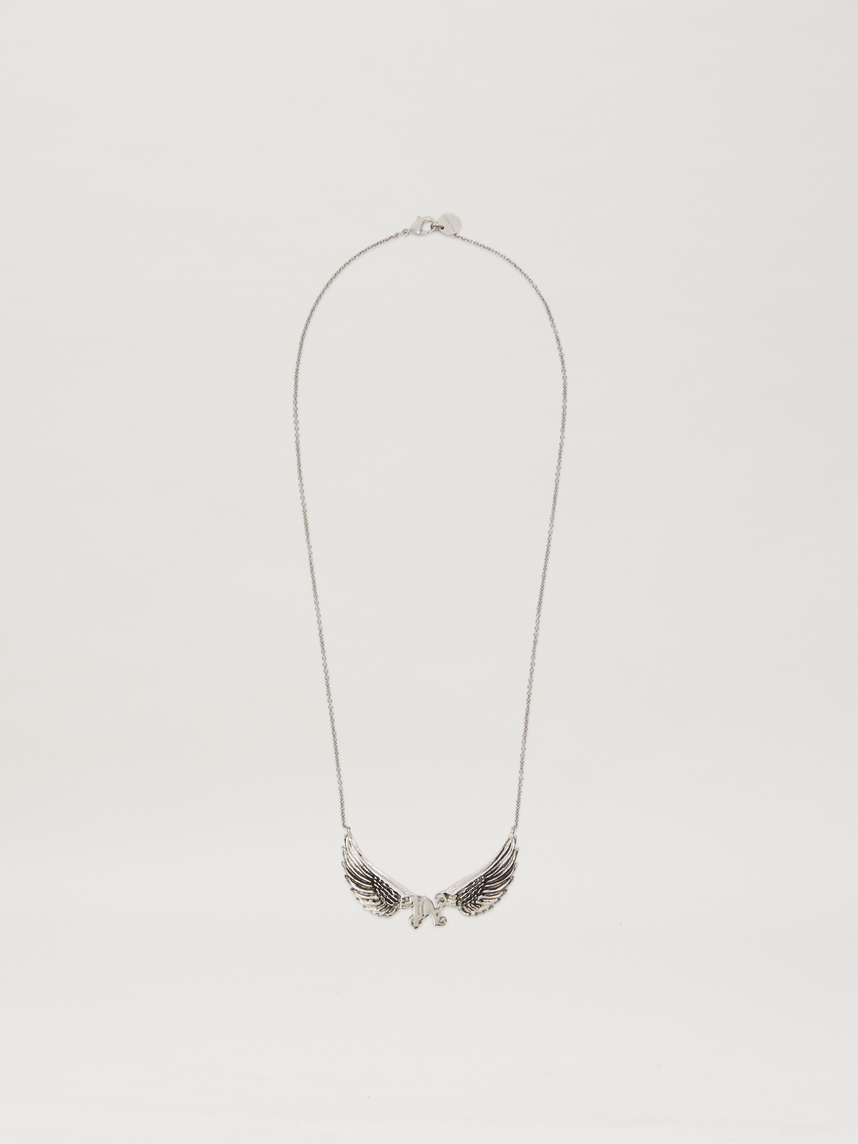 PALM ANGELS  WINGS MONOGRAM NECKLACE SILVER - SILVER PMOB12CS25MAT001