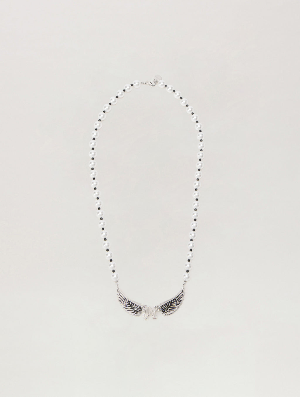 PALM ANGELS Wings Pearl Necklace SILVER - OFF WHITE PMOB12EF25MAT001