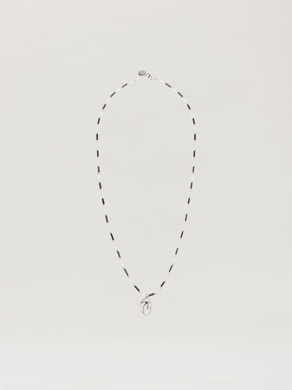 PALM ANGELS Oval Beads Necklace BLACK - WHITE PMOB12IF25MAT001