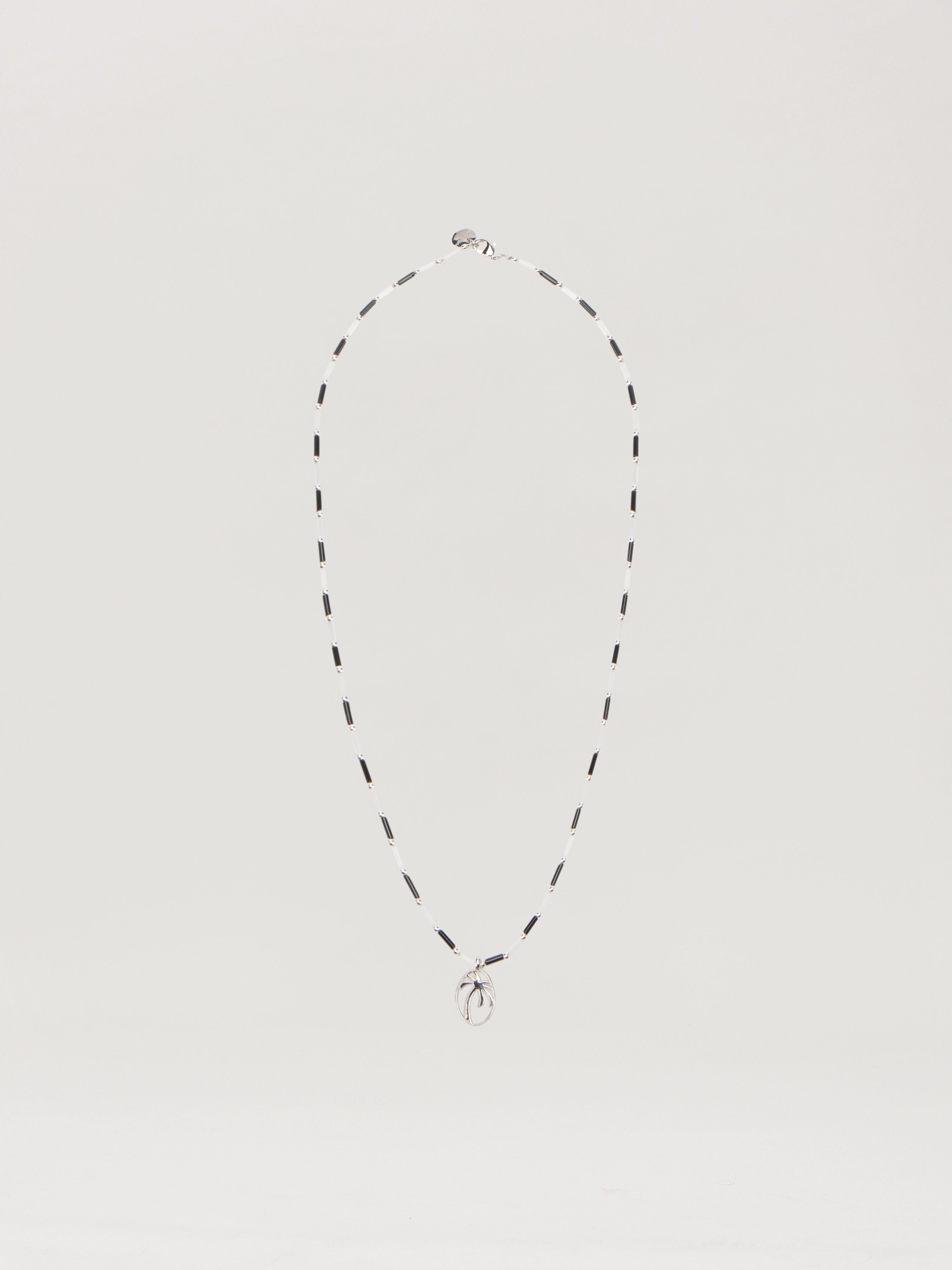 PALM ANGELS Oval Beads Necklace BLACK - WHITE PMOB12IF25MAT001