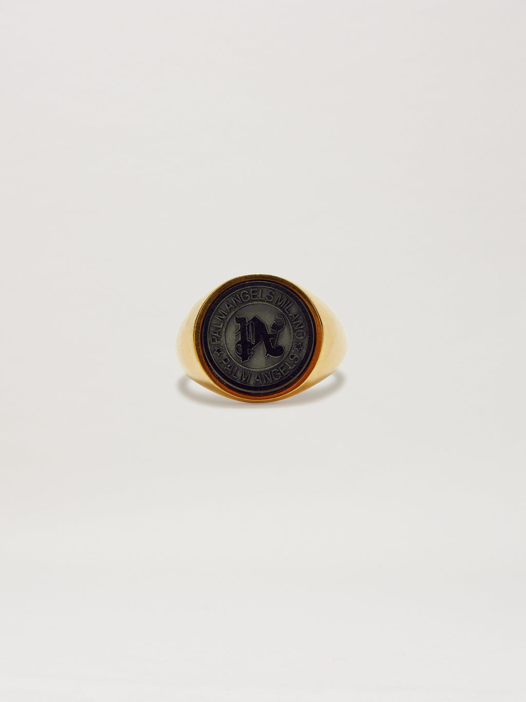 PALM ANGELS  PA STONE EMBLEM RING GOLD - BLACK PMOC029S25MAT001