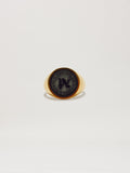PALM ANGELS  PA STONE EMBLEM RING GOLD - BLACK PMOC029S25MAT001