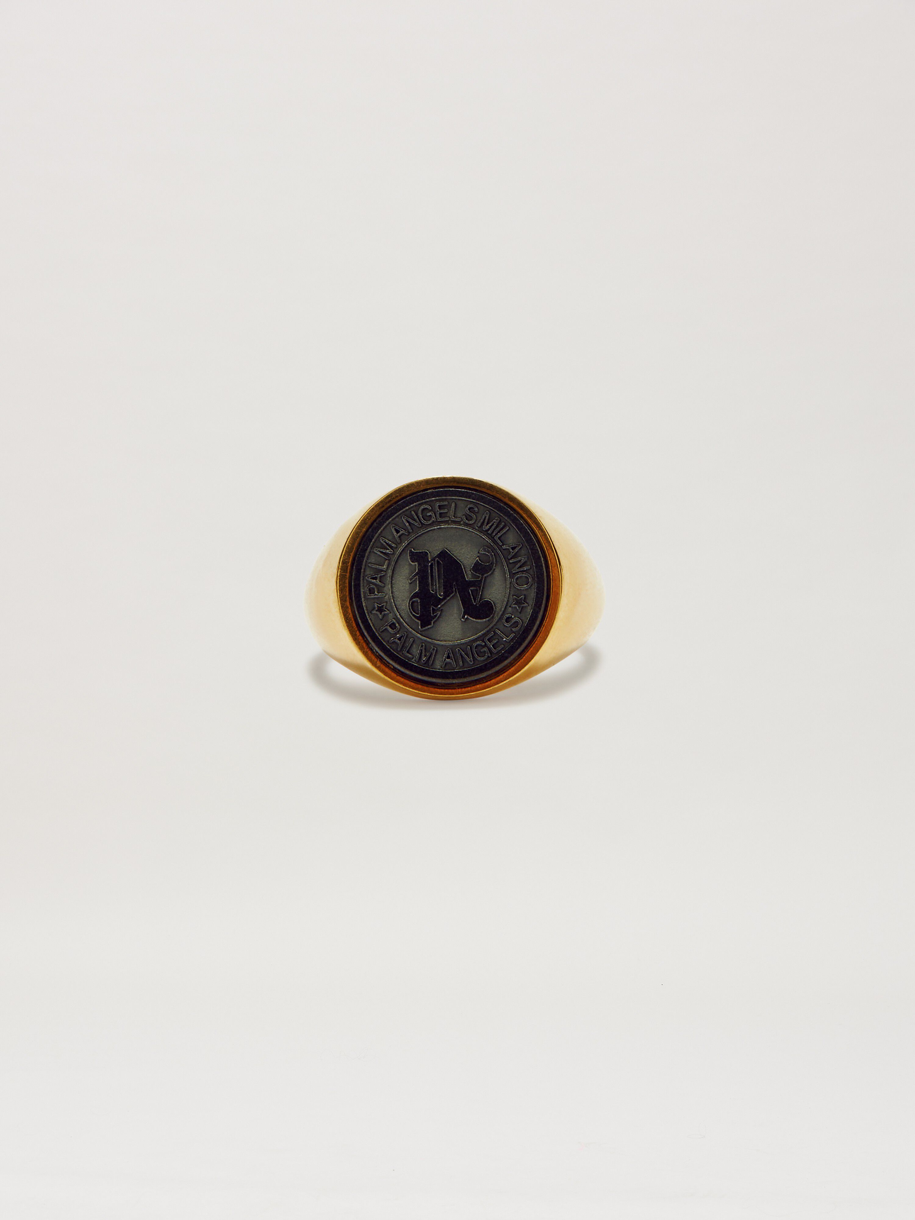 PALM ANGELS  PA STONE EMBLEM RING GOLD - BLACK PMOC029S25MAT001