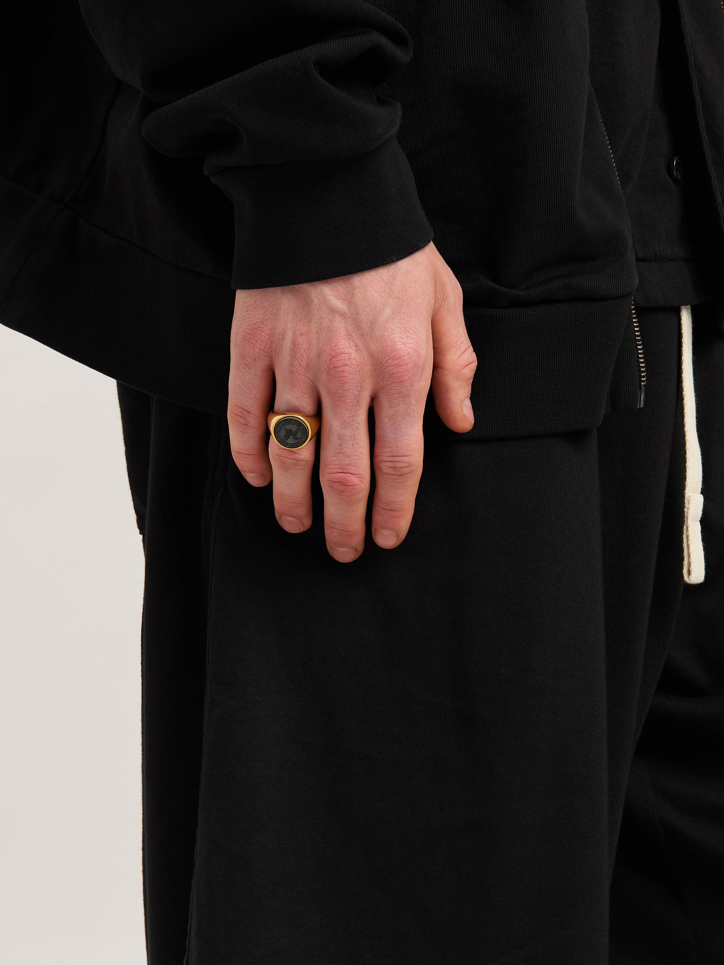 PALM ANGELS  PA STONE EMBLEM RING GOLD - BLACK PMOC029S25MAT001
