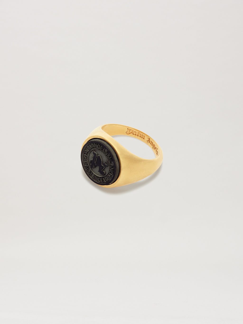 PALM ANGELS  PA STONE EMBLEM RING GOLD - BLACK PMOC029S25MAT001