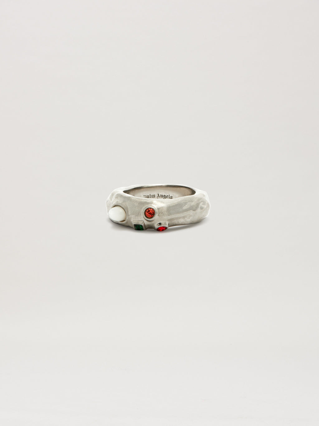 PALM ANGELS  OVAL MELTED STRASS RING SILVER - MULTICO SILVER - MULTICOLOR PMOC02AS25MAT001