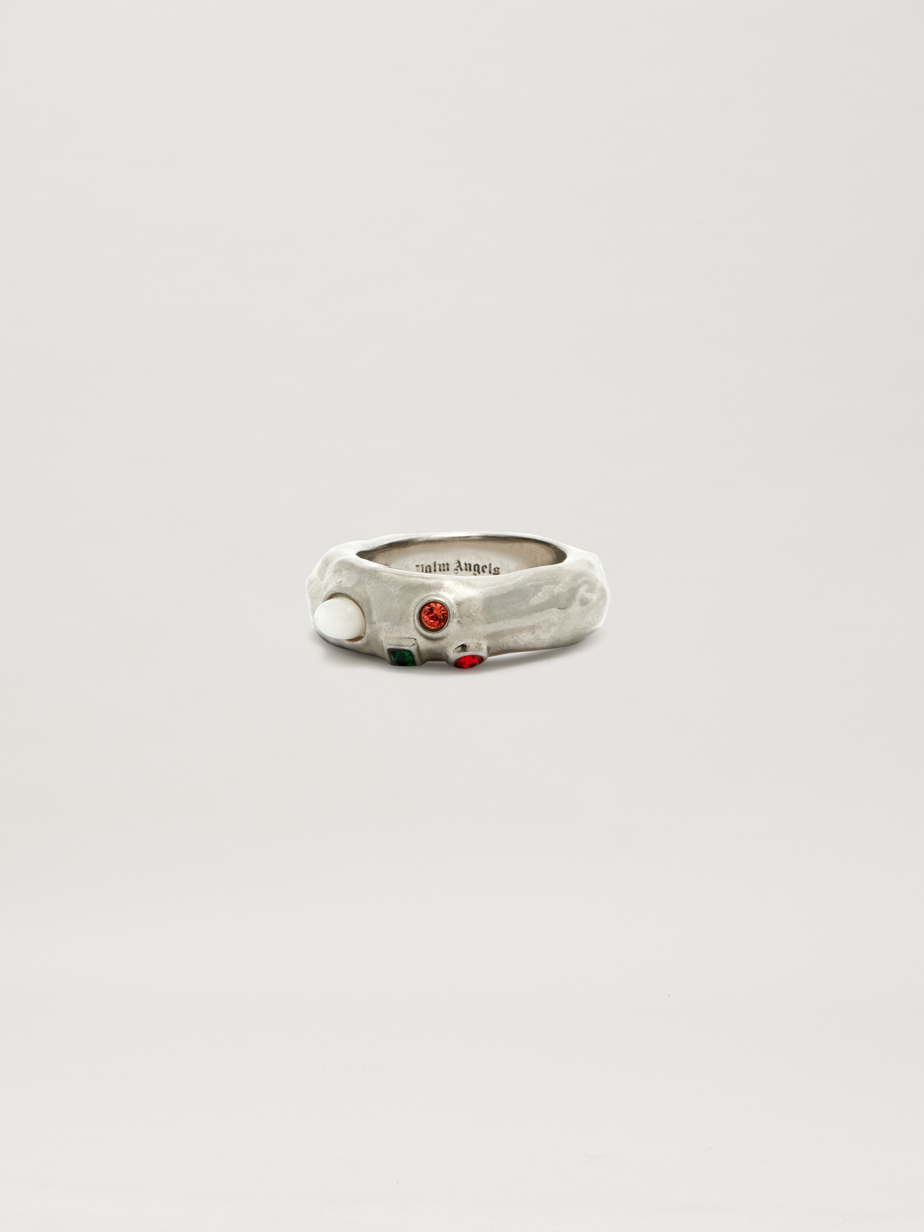 PALM ANGELS  OVAL MELTED STRASS RING SILVER - MULTICO SILVER - MULTICOLOR PMOC02AS25MAT001