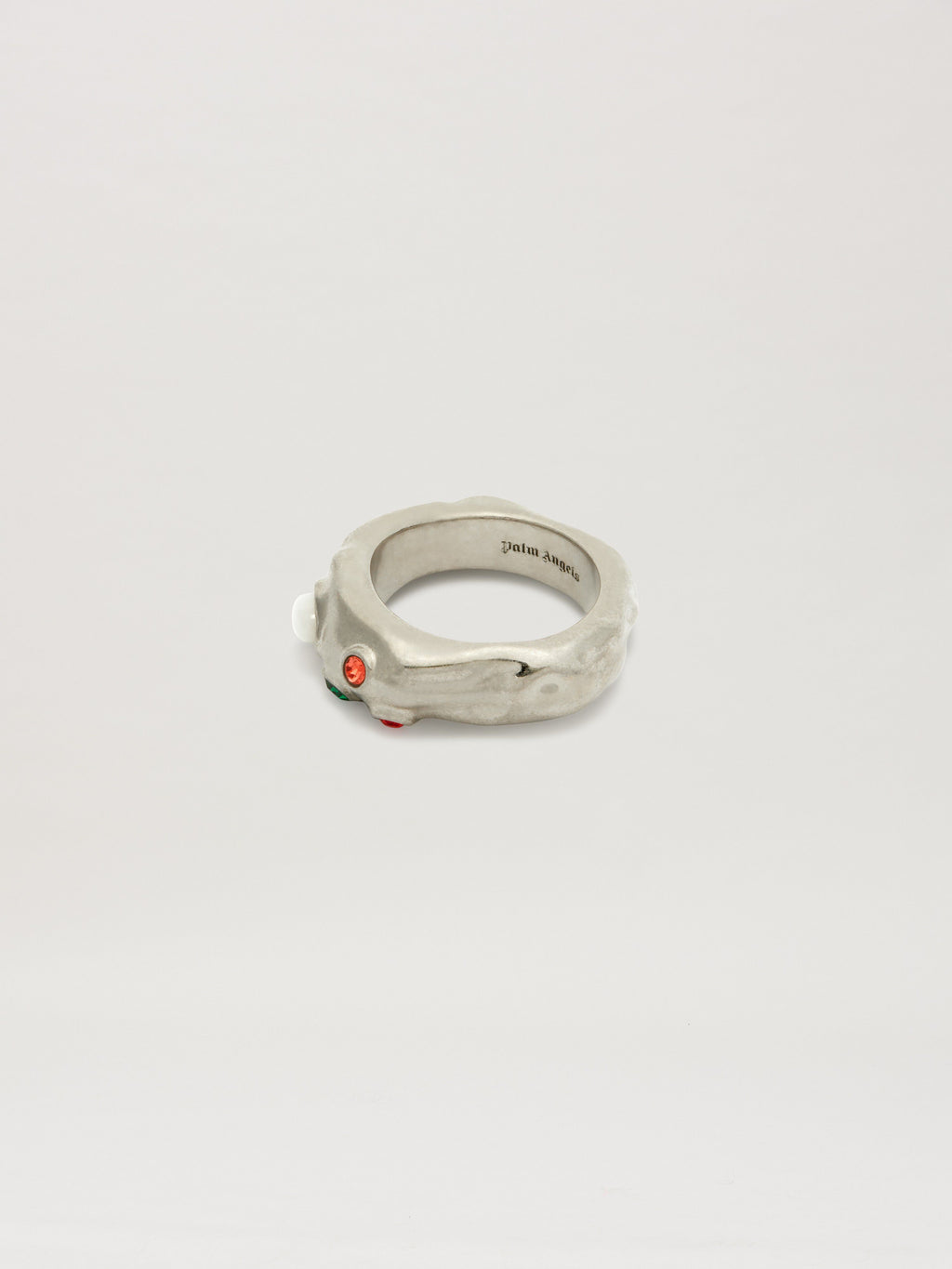 PALM ANGELS  OVAL MELTED STRASS RING SILVER - MULTICO SILVER - MULTICOLOR PMOC02AS25MAT001