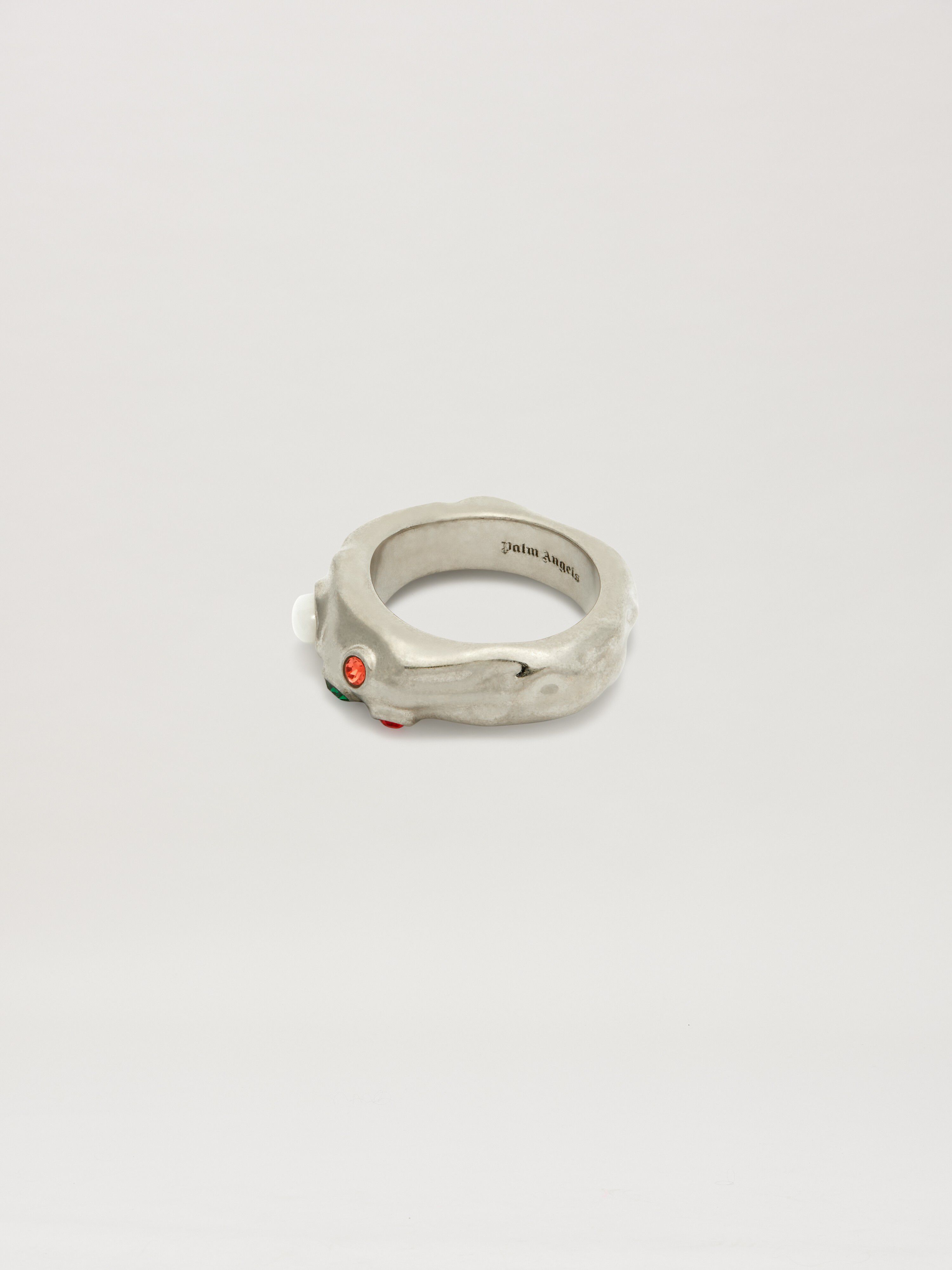 PALM ANGELS  OVAL MELTED STRASS RING SILVER - MULTICO SILVER - MULTICOLOR PMOC02AS25MAT001