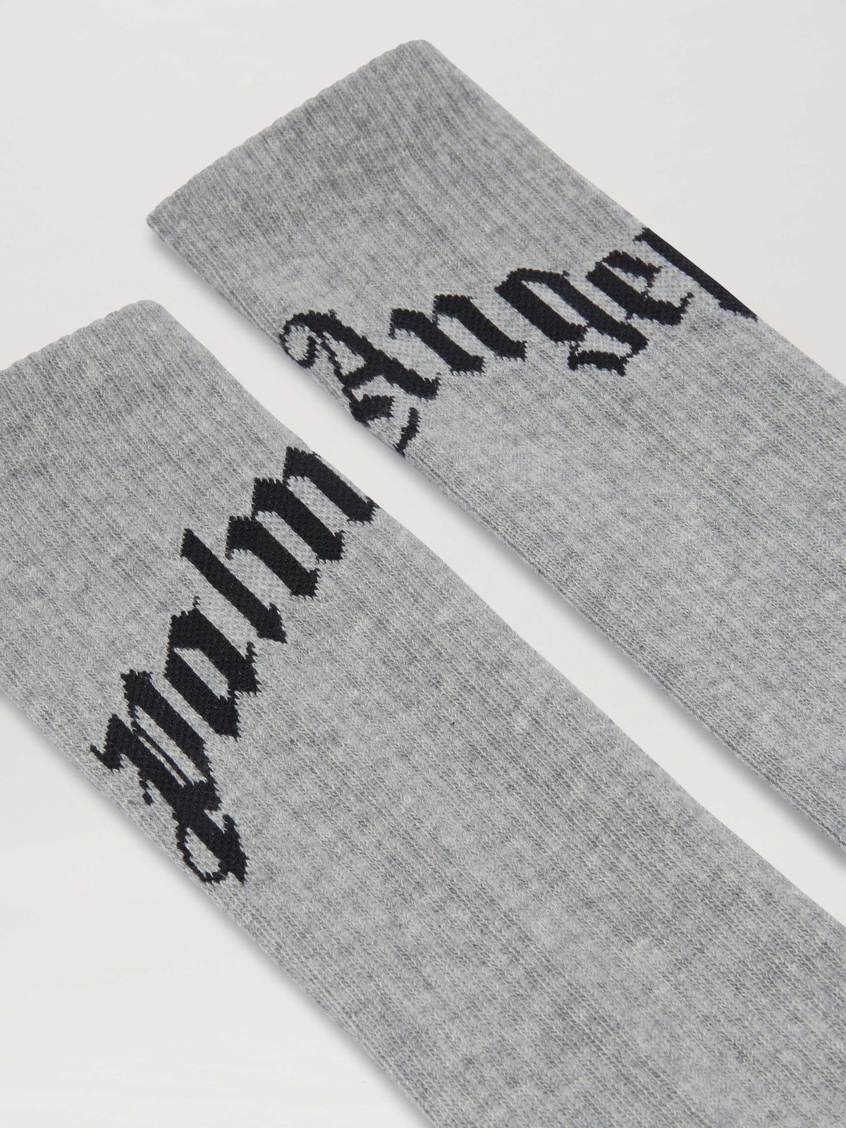 PALM ANGELS  CURVED LOGO SOCKS GREY MELANGE - BLACK PMRA001S25FAB001