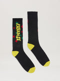 PALM ANGELS  PARADISE PALM SOCKS BLACK - YELLOW PMRA001S25FAB002