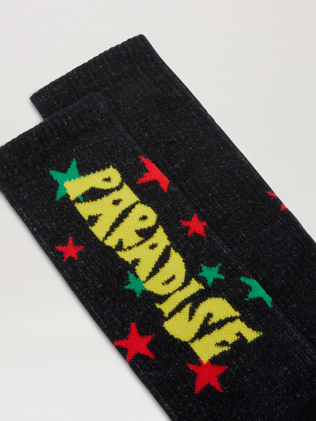 PALM ANGELS  PARADISE PALM SOCKS BLACK - YELLOW PMRA001S25FAB002