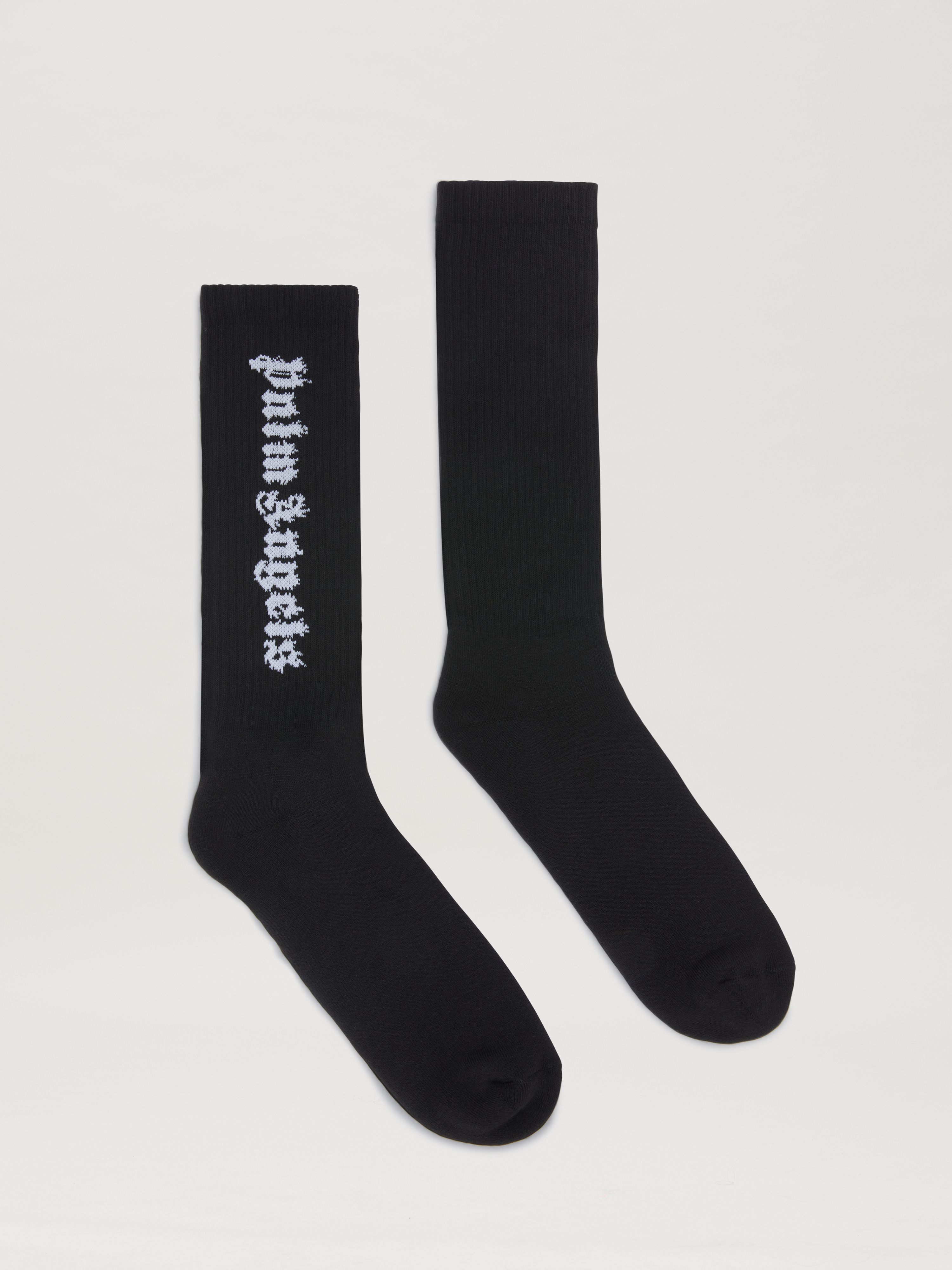 PALM ANGELS  LOGO FLAMES SOCKS BLUE - GREEN PMRA001S25FAB003