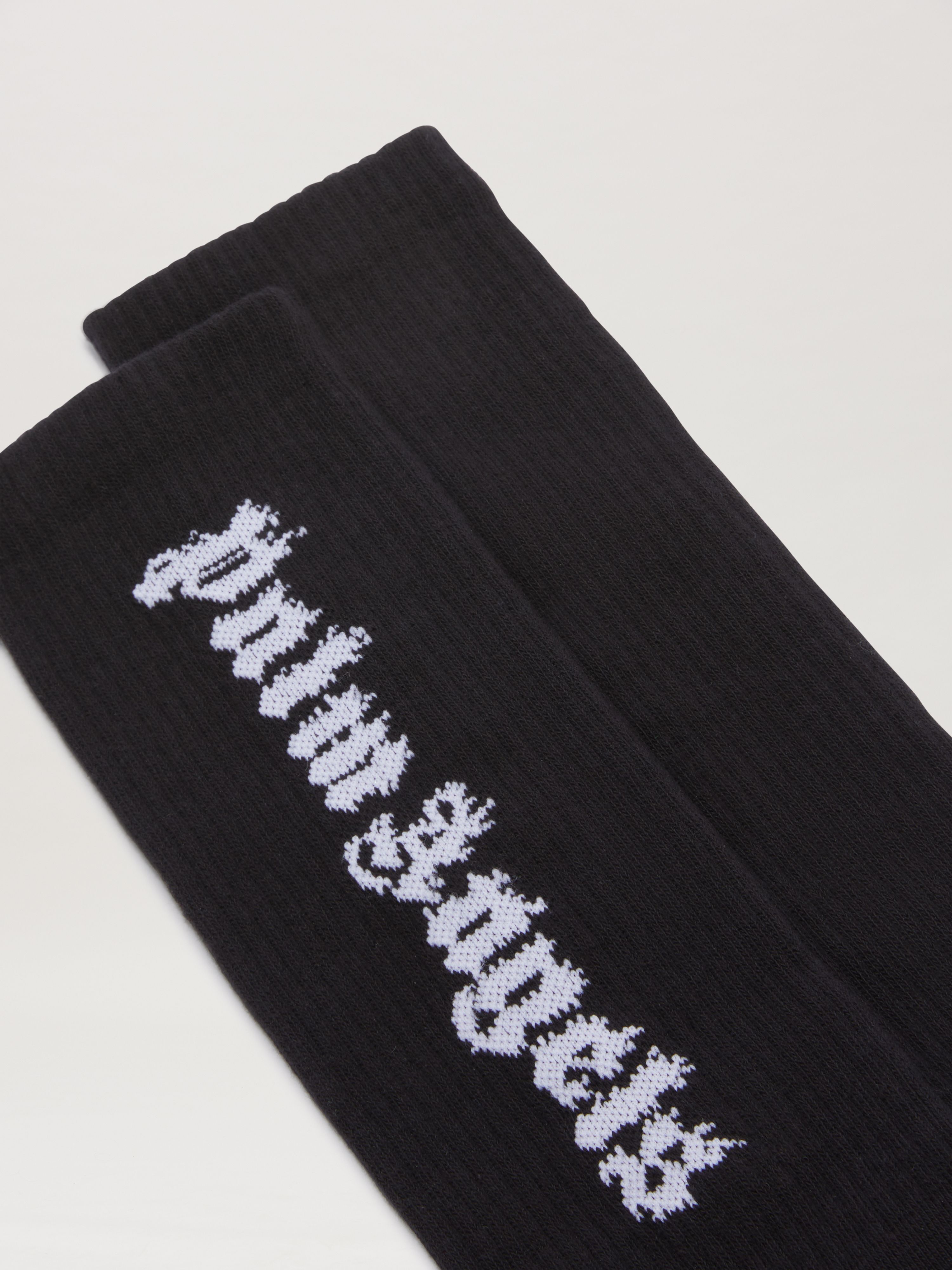 PALM ANGELS  LOGO FLAMES SOCKS BLUE - GREEN PMRA001S25FAB003