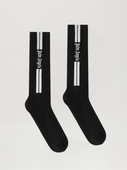 PALM ANGELS Classic Logo Track Socks BLACK - OFF WHITE PMRA00DF25FAB001