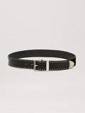PALM ANGELS  LEATHER STUDS LOGO PA BELT BLACK/SILVER PMRB035S25LEA001