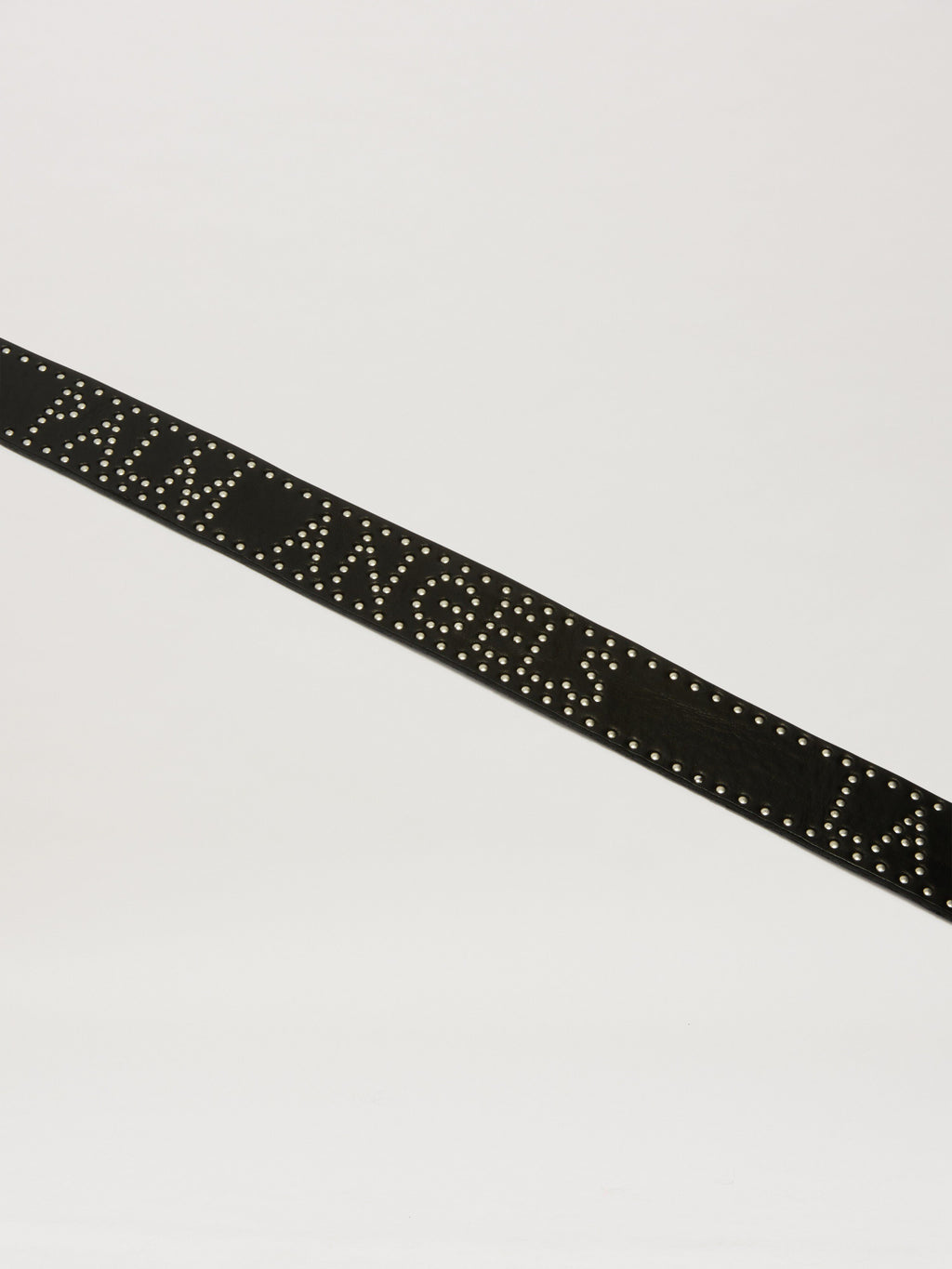 PALM ANGELS  LEATHER STUDS LOGO PA BELT BLACK/SILVER PMRB035S25LEA001