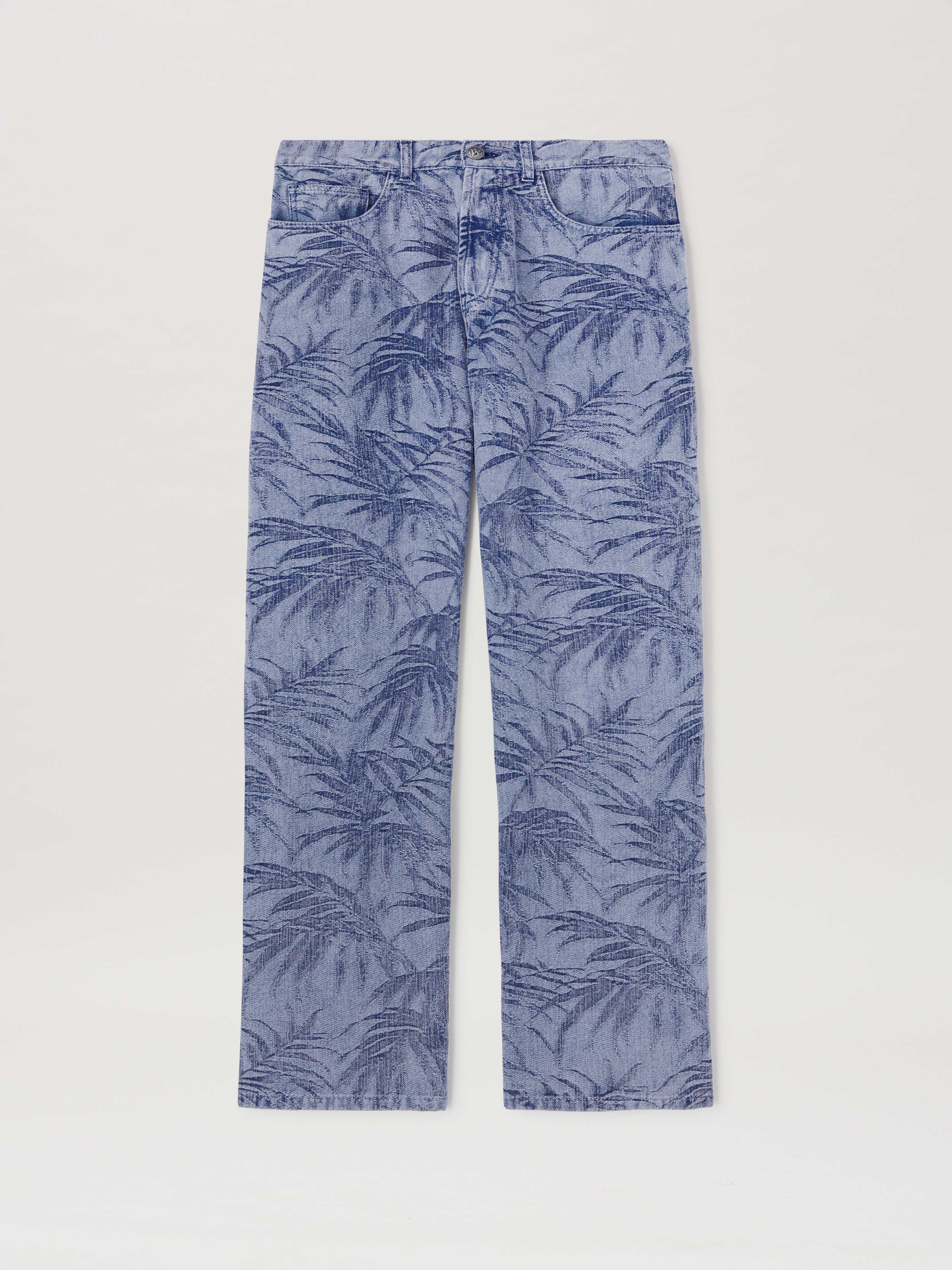 PALM ANGELS  PALMS JACQUARD STRAIGHT 5 PKT LIGHT BLUE LIGHT BLUE - LIGHT BLUE PMYA041S25DEN002