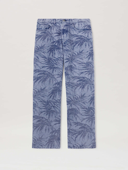 PALM ANGELS  PALMS JACQUARD STRAIGHT 5 PKT LIGHT BLUE LIGHT BLUE - LIGHT BLUE PMYA041S25DEN002