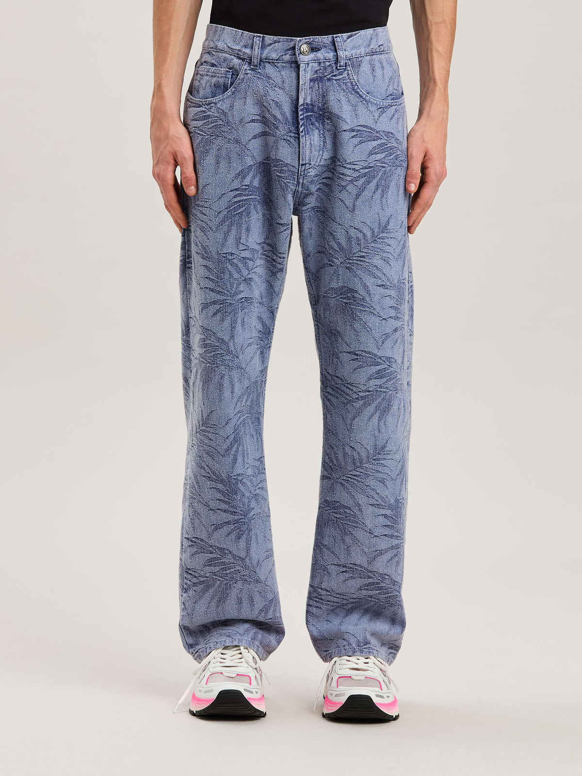 PALM ANGELS  PALMS JACQUARD STRAIGHT 5 PKT LIGHT BLUE LIGHT BLUE - LIGHT BLUE PMYA041S25DEN002