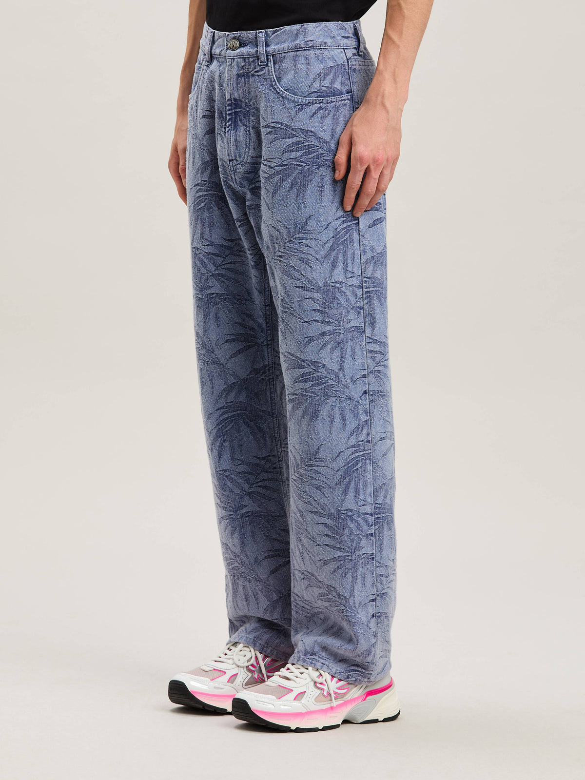 PALM ANGELS  PALMS JACQUARD STRAIGHT 5 PKT LIGHT BLUE LIGHT BLUE - LIGHT BLUE PMYA041S25DEN002