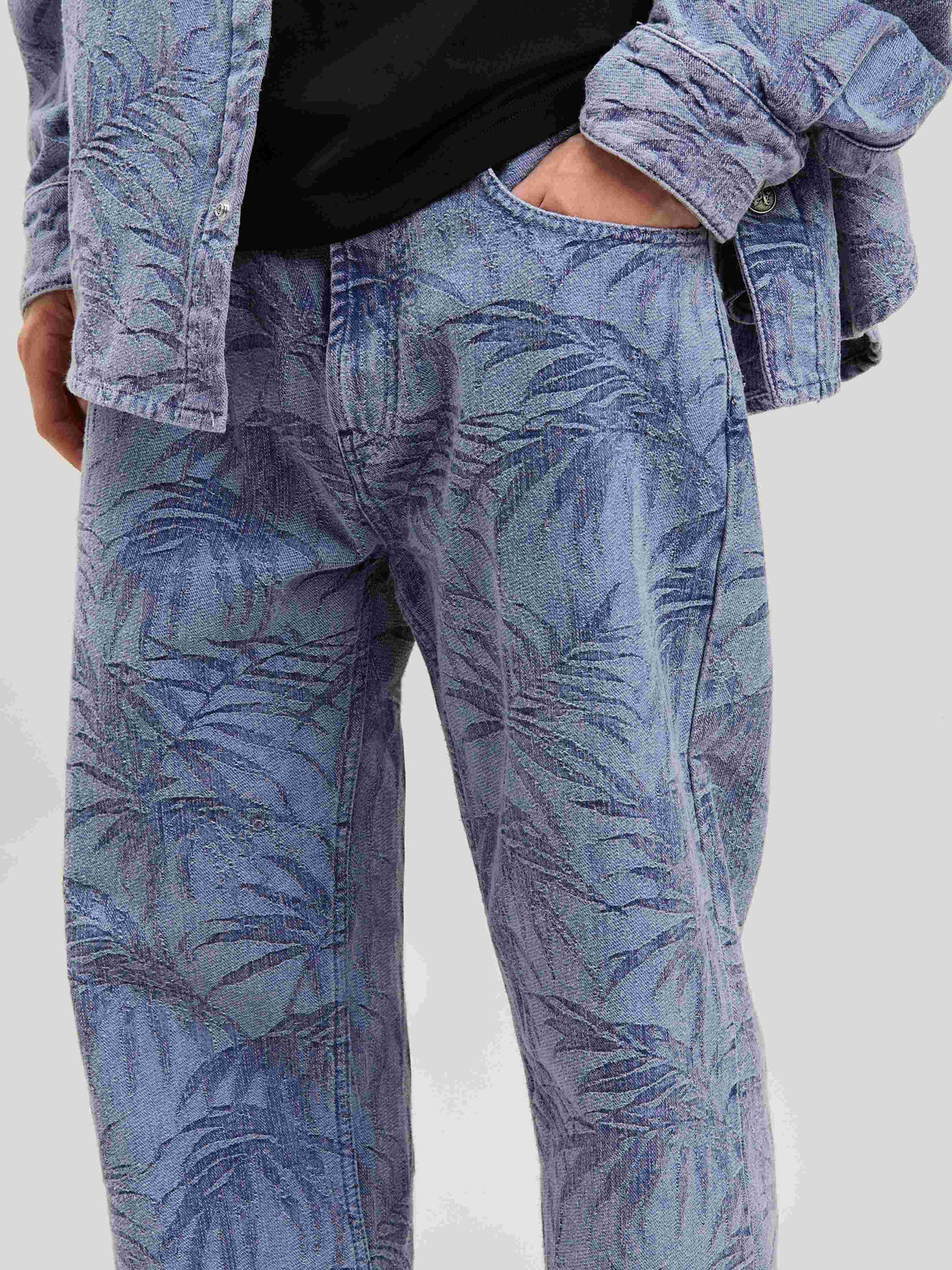 PALM ANGELS  PALMS JACQUARD STRAIGHT 5 PKT LIGHT BLUE LIGHT BLUE - LIGHT BLUE PMYA041S25DEN002