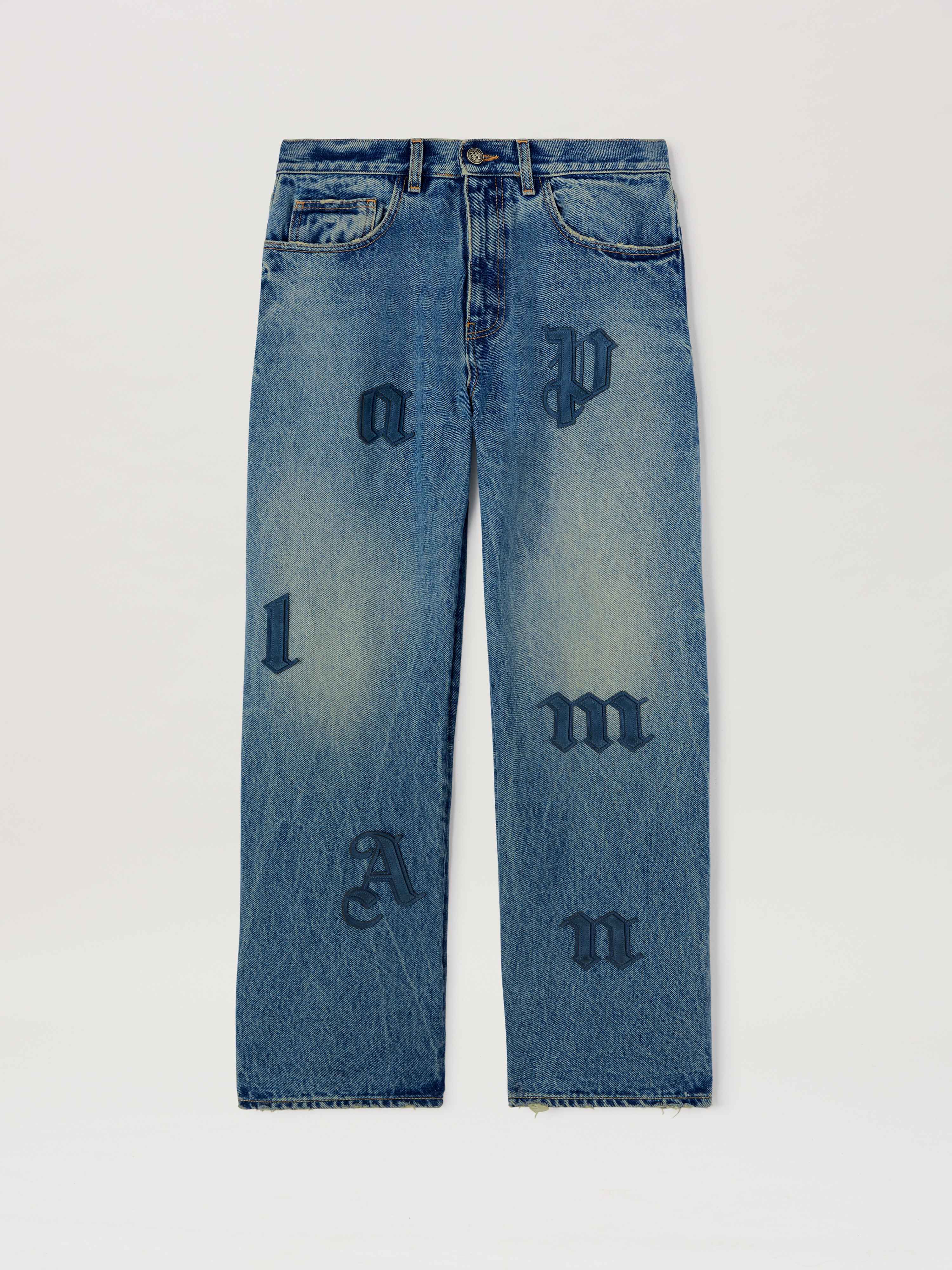 PALM ANGELS  LW LOGO PATCH STRAIGHT 5 PKTS LIGHT BLUE LIGHT BLUE - LIGHT BLUE PMYA041S25DEN006