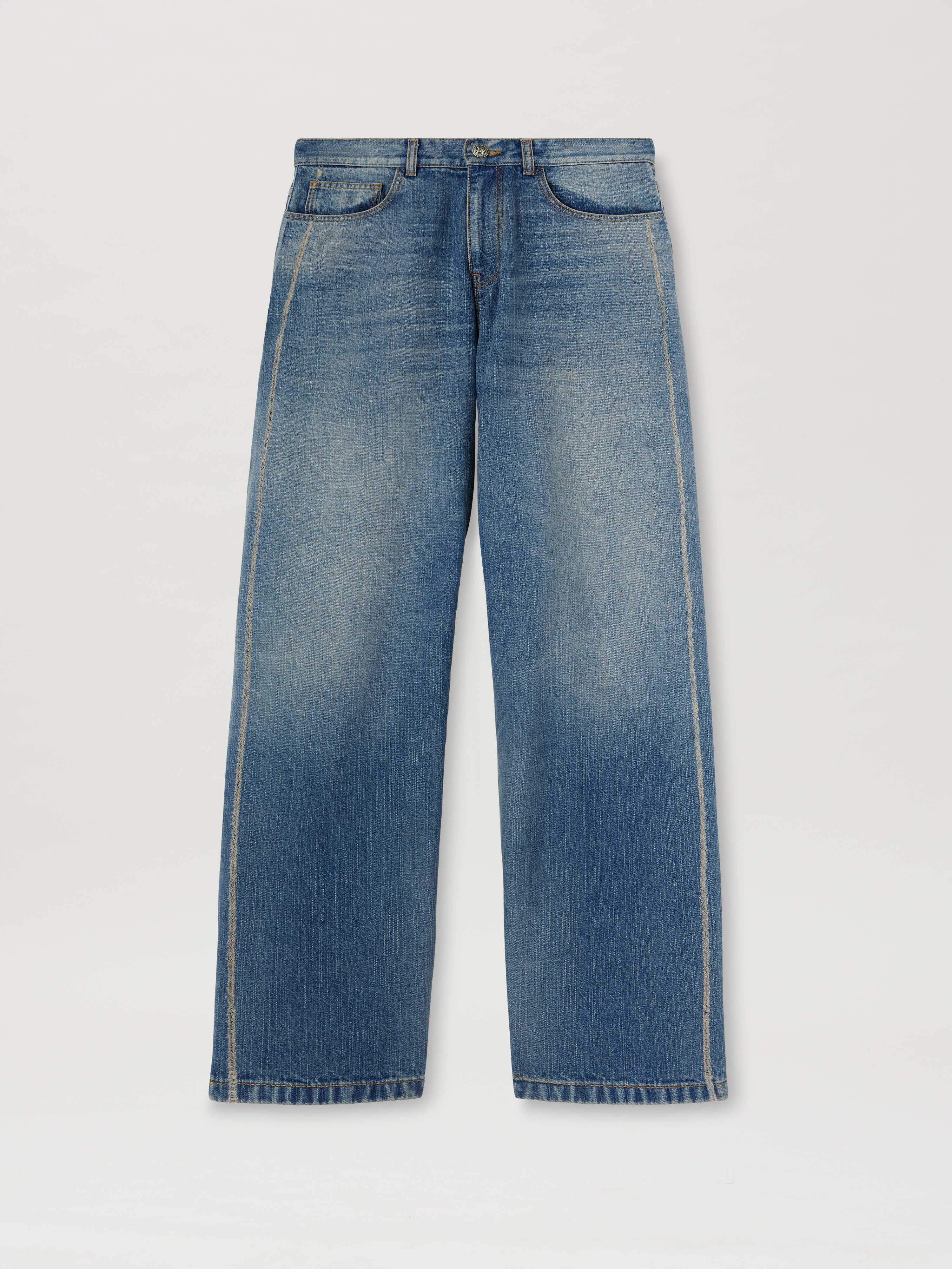PALM ANGELS  CURVED LOGO LOOSE 5 POCKETS LIGHT BLUE - LIGHT BLUE - LIGHT BLUE PMYA049S25DEN002