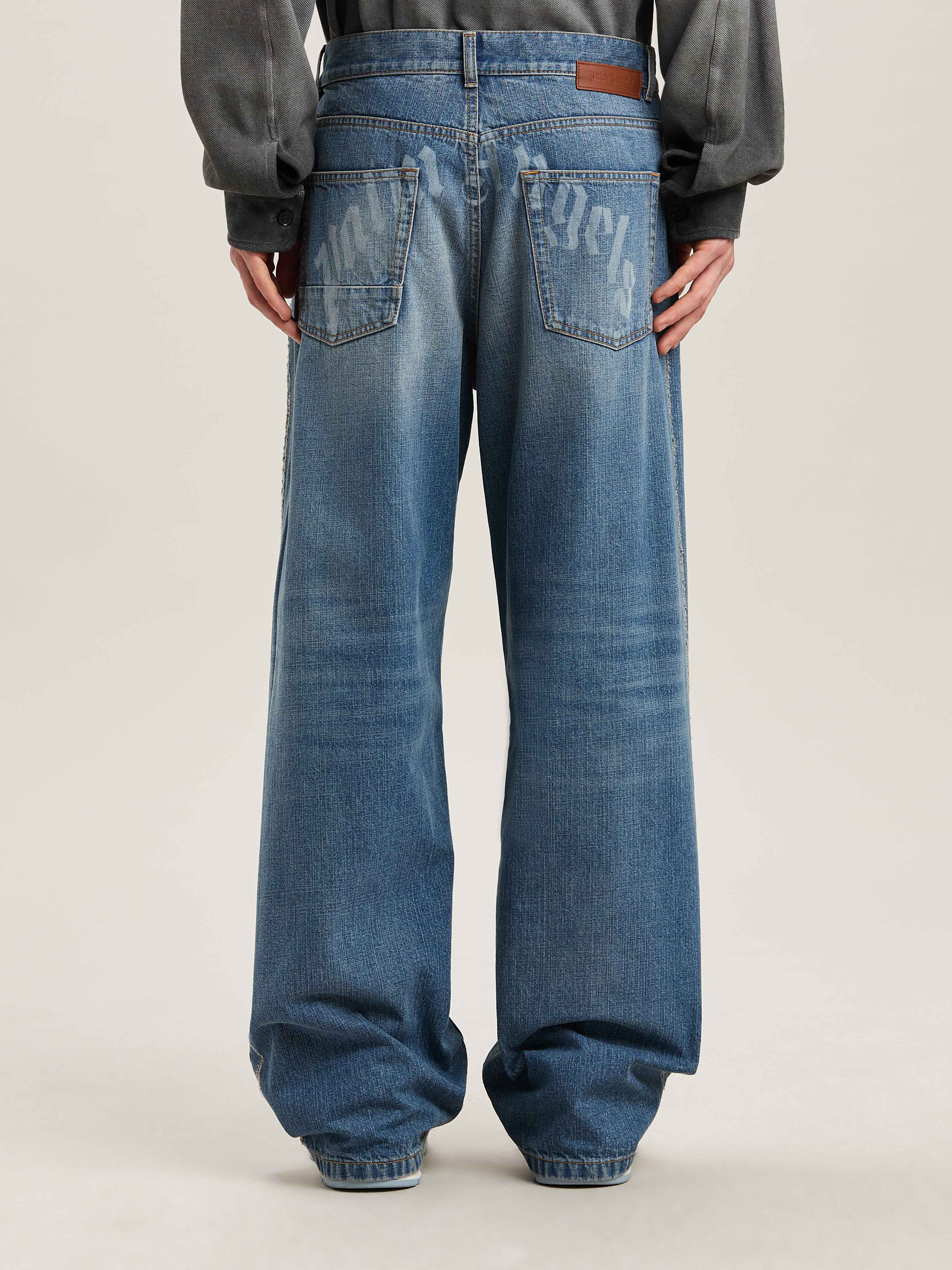 PALM ANGELS  CURVED LOGO LOOSE 5 POCKETS LIGHT BLUE - LIGHT BLUE - LIGHT BLUE PMYA049S25DEN002